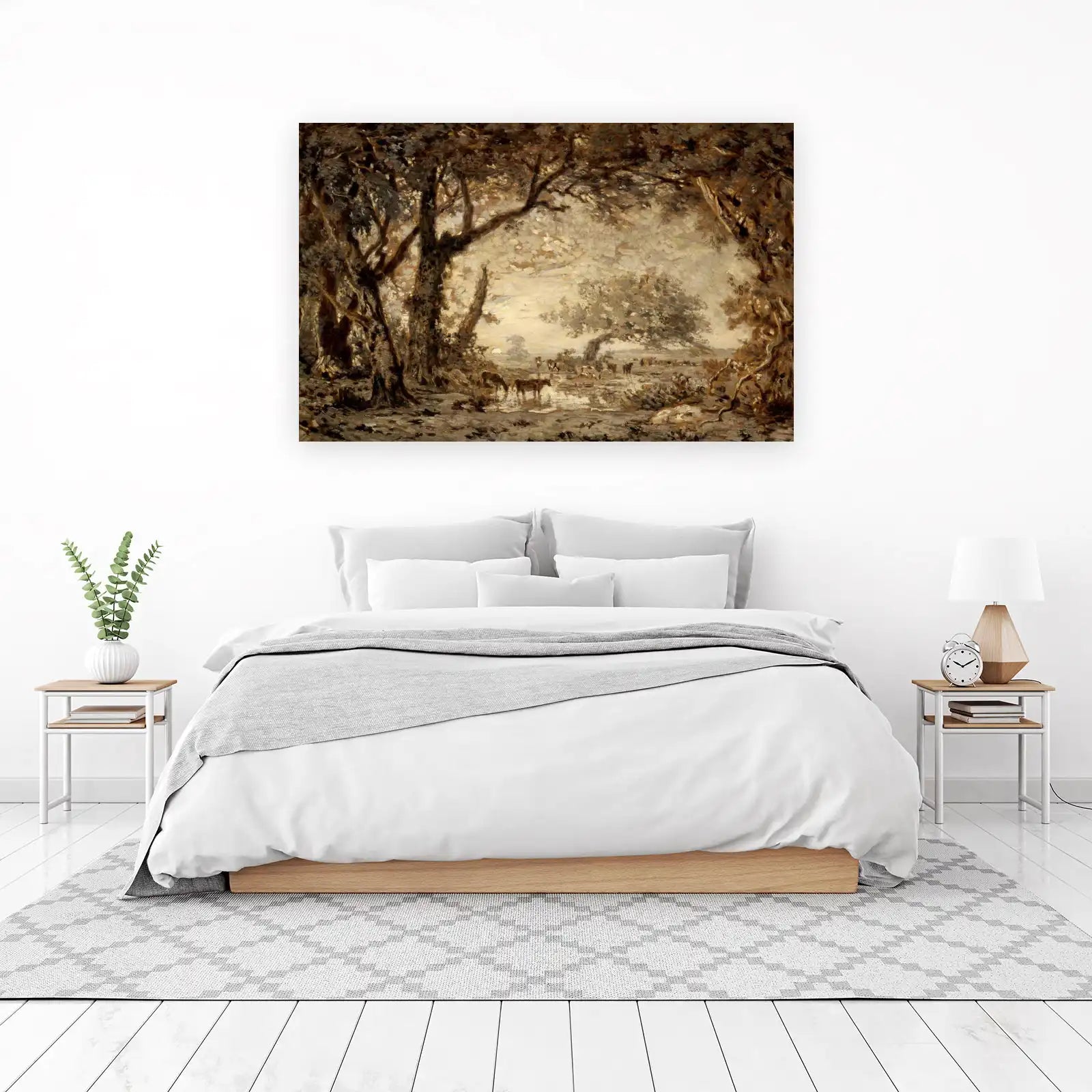 Serene Woodland Cattle Landscape Wall Art
