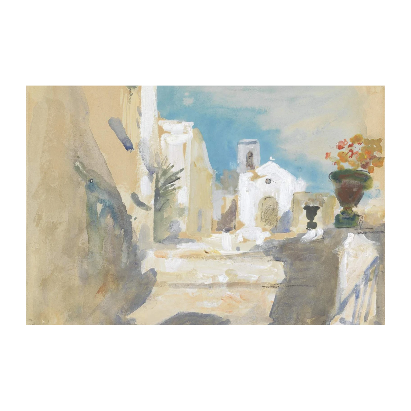 Mediterranean Village Scene Wall Art