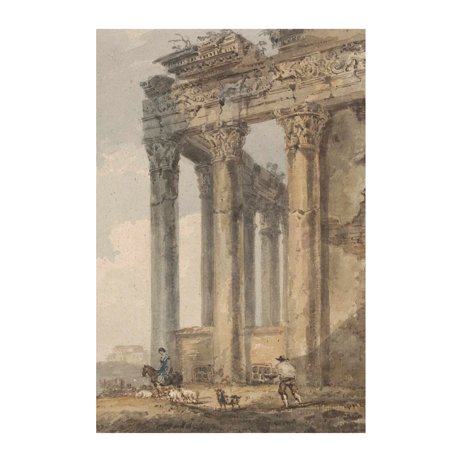 Antique Roman Ruins Landscape Wall Art