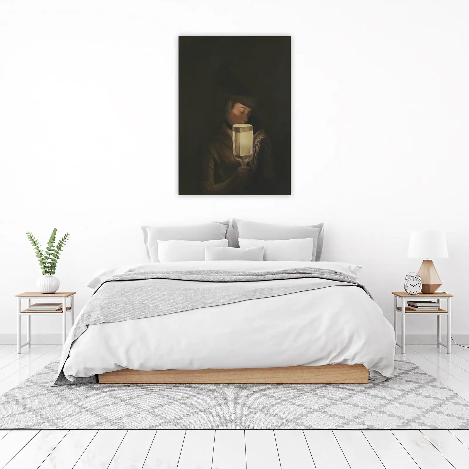 Vintage Woman Candlelight Reading Wall Art