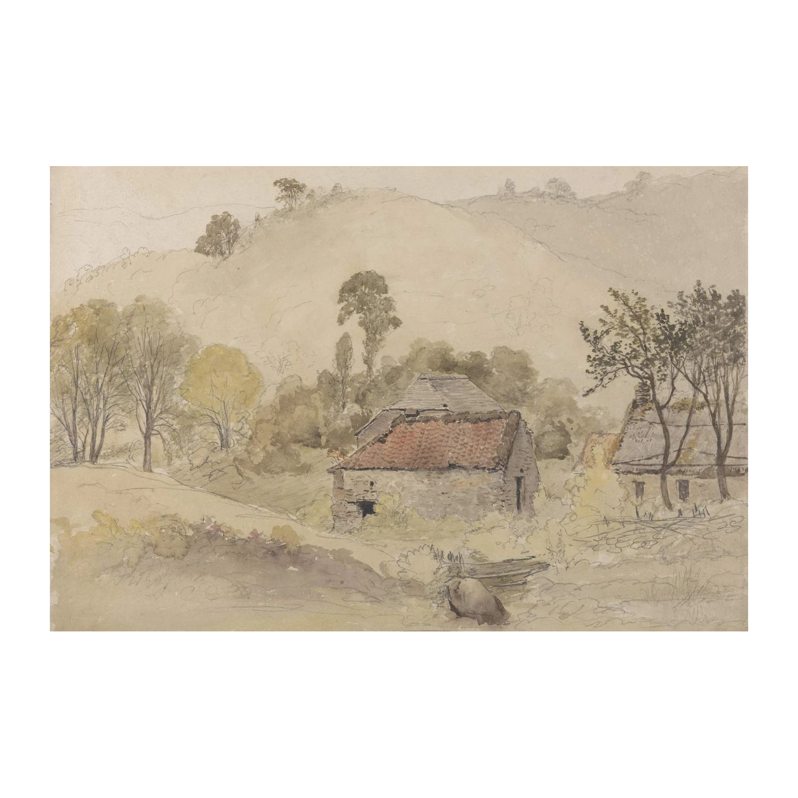 Rustic Countryside Barns Landscape Wall Art