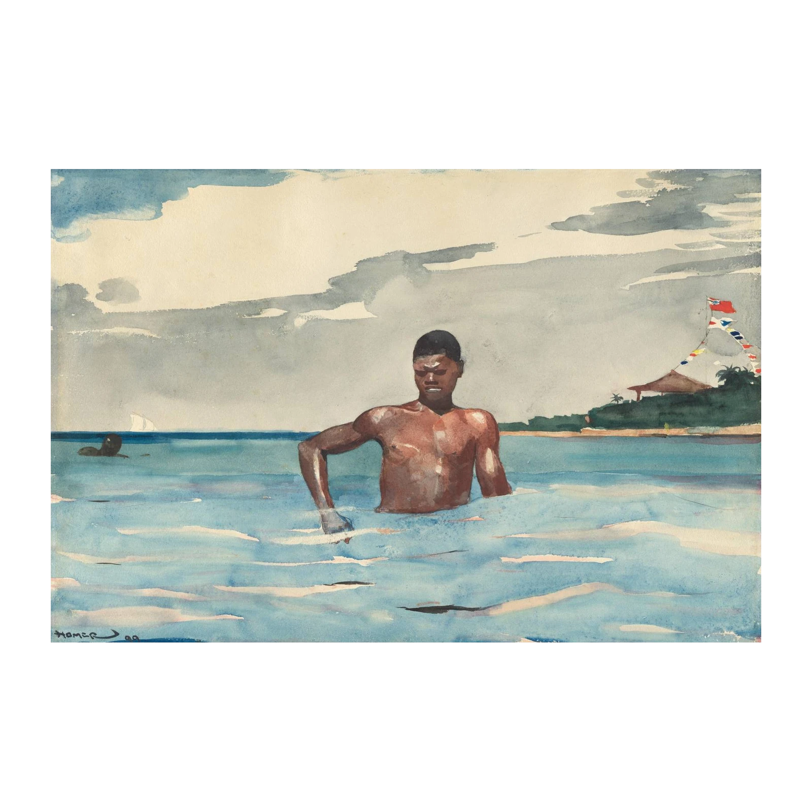 Nassau Swimmer Watercolor Wall Art