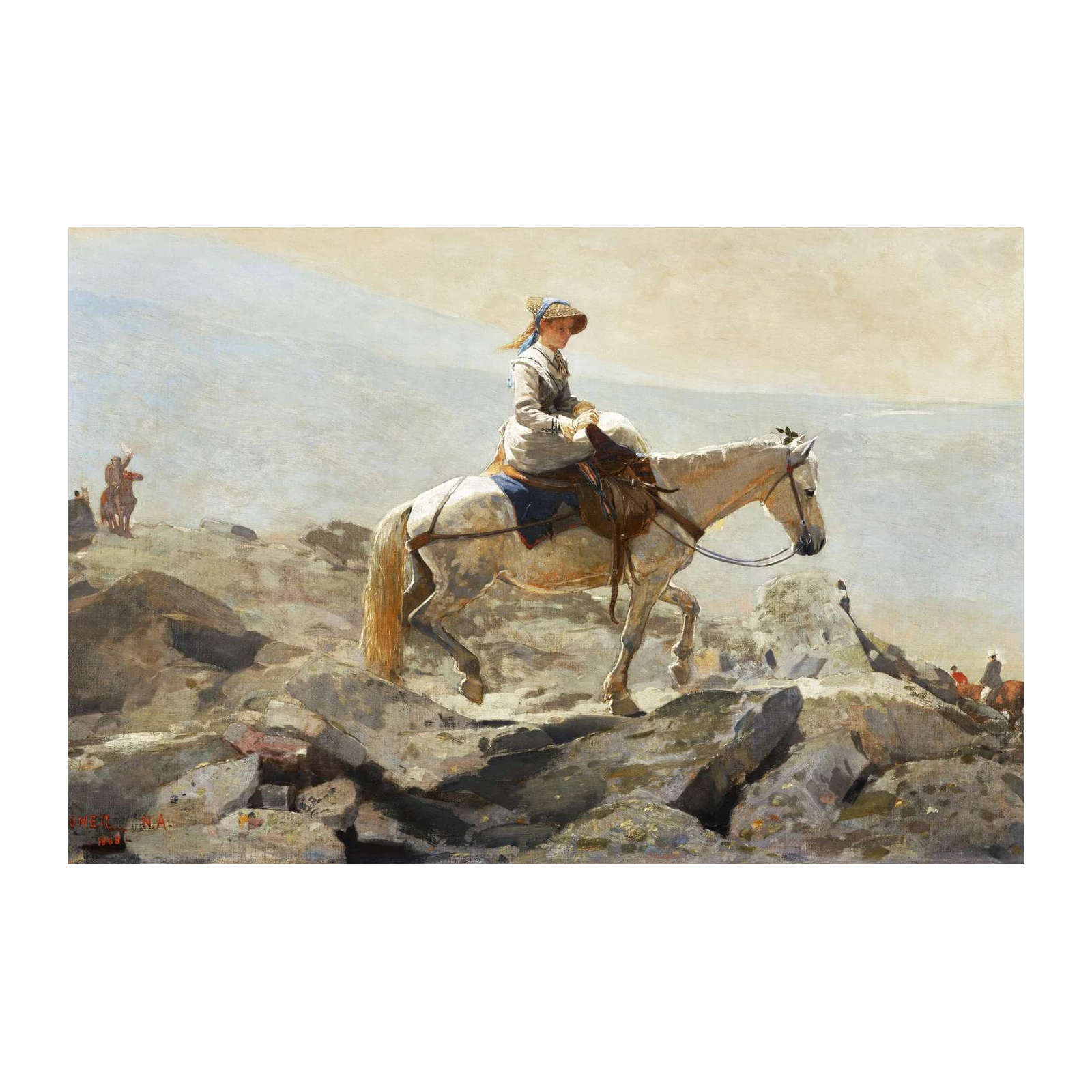 Woman on Horseback Rocky Landscape Wall Art