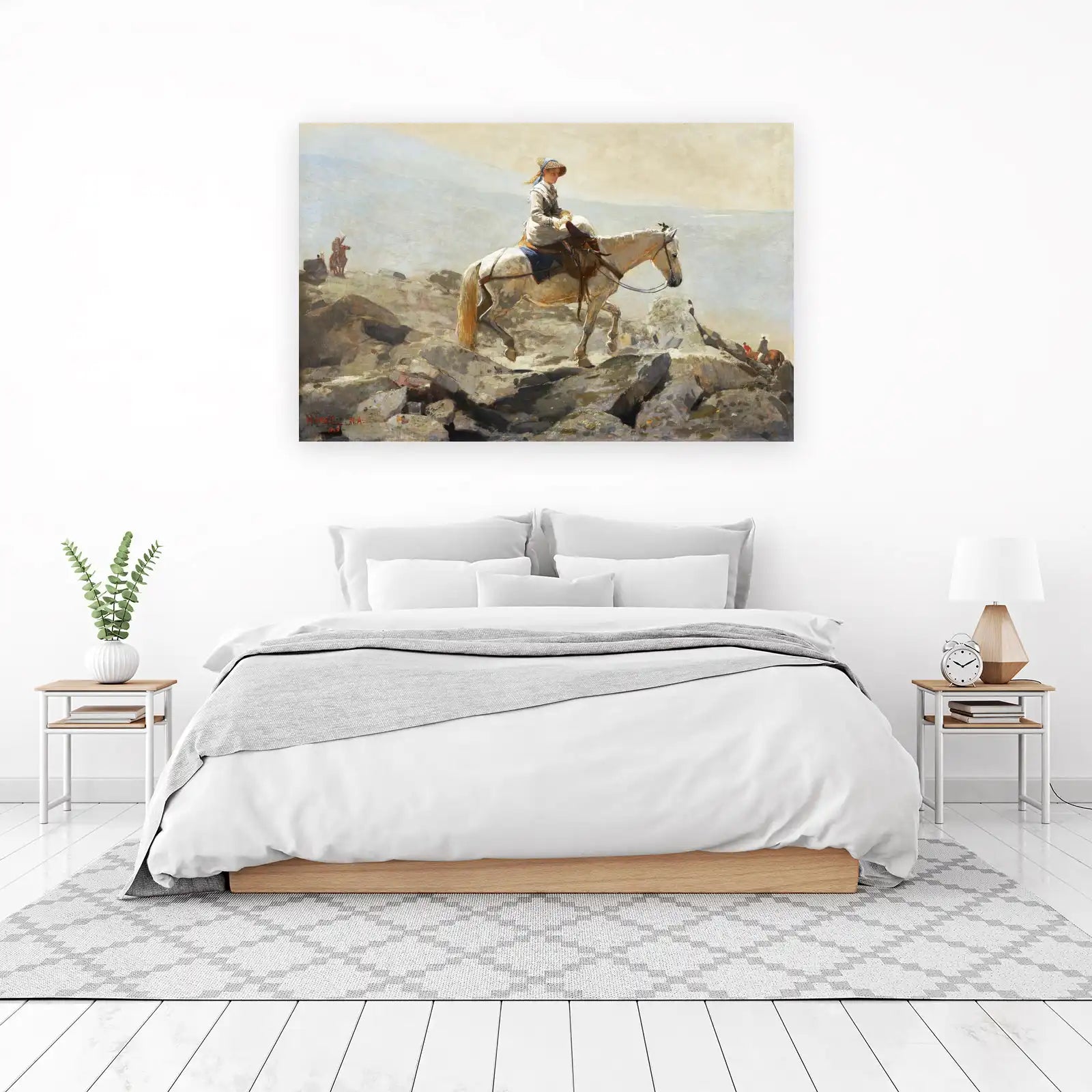 Woman on Horseback Rocky Landscape Wall Art
