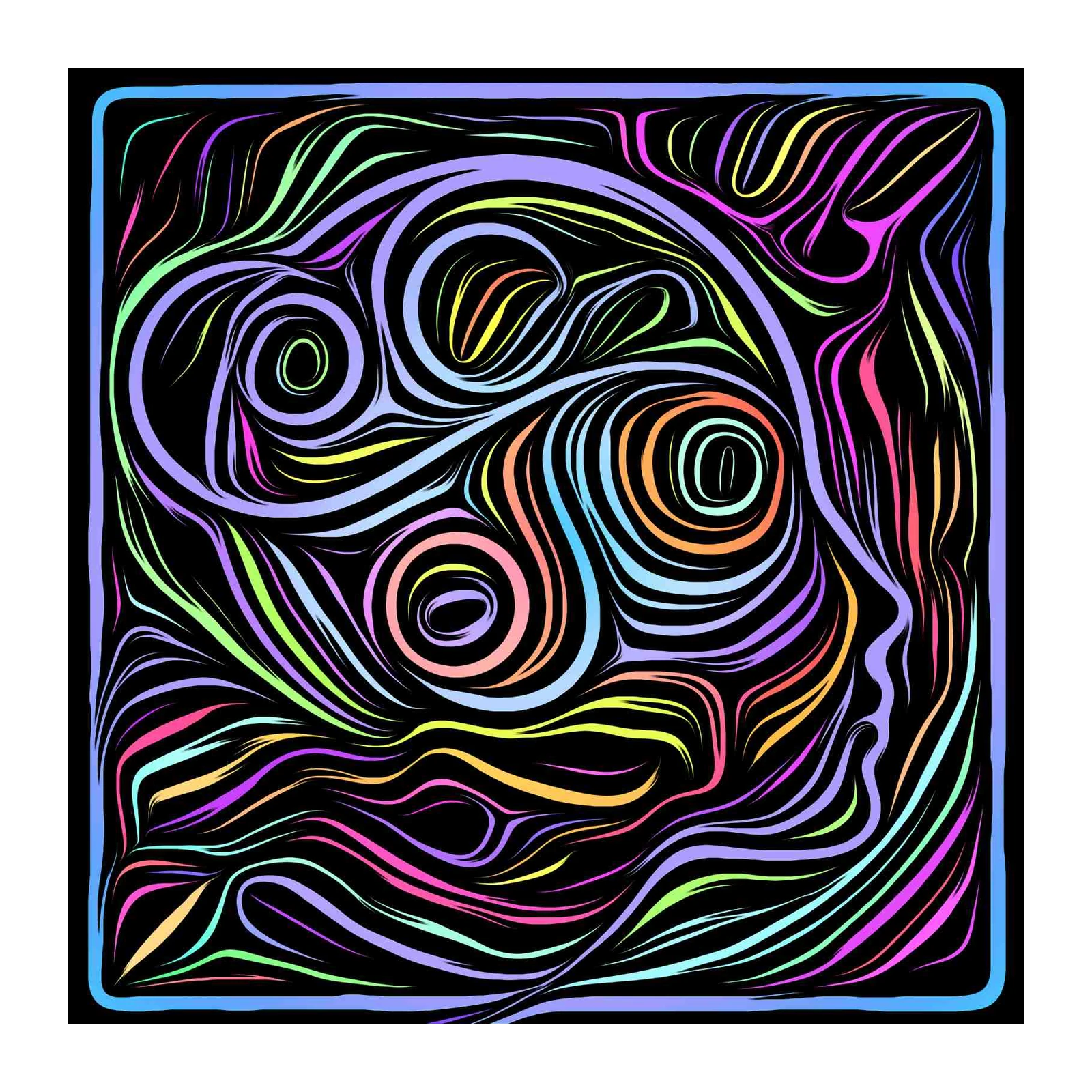 Abstract Swirls Neon Glow Wall Art