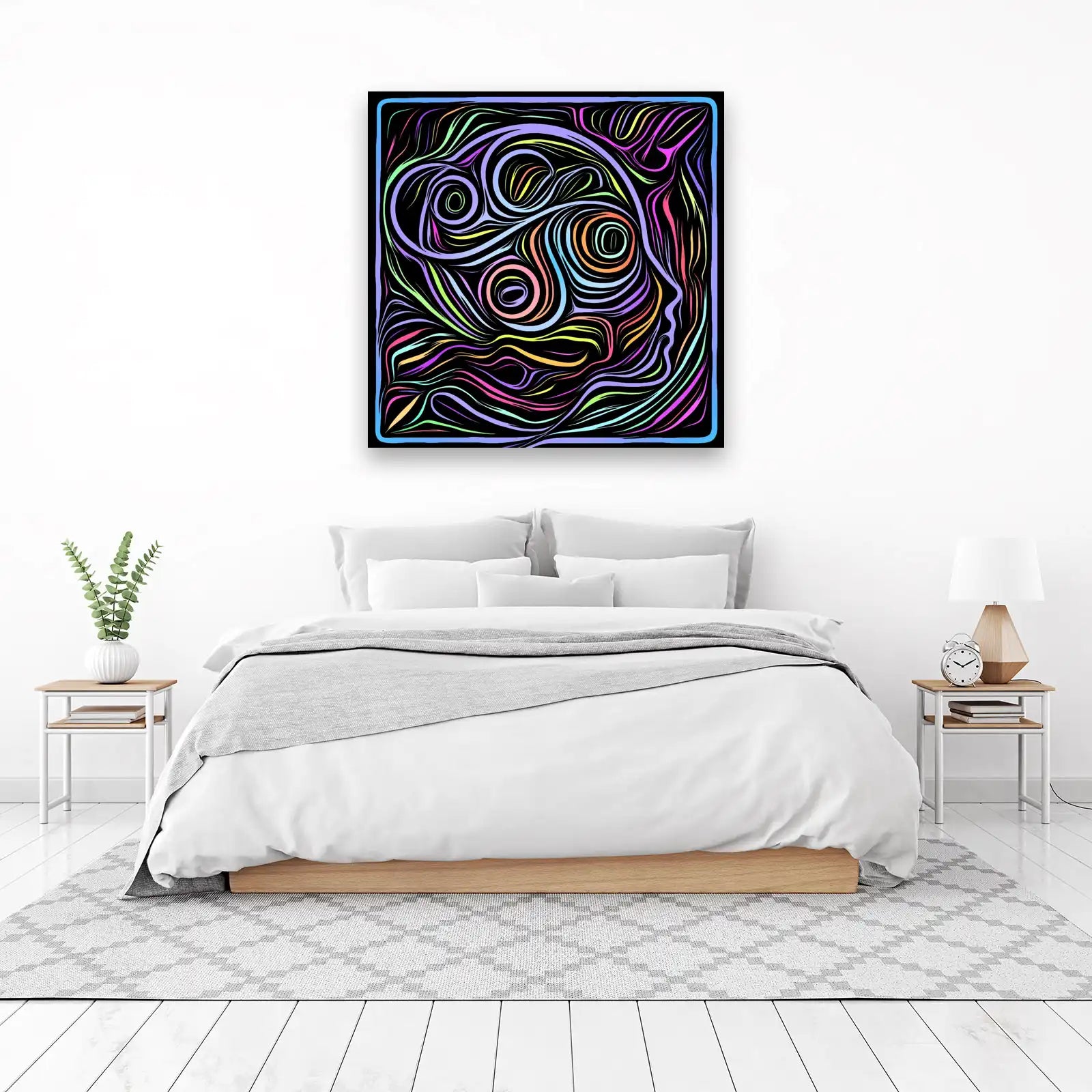 Abstract Swirls Neon Glow Wall Art