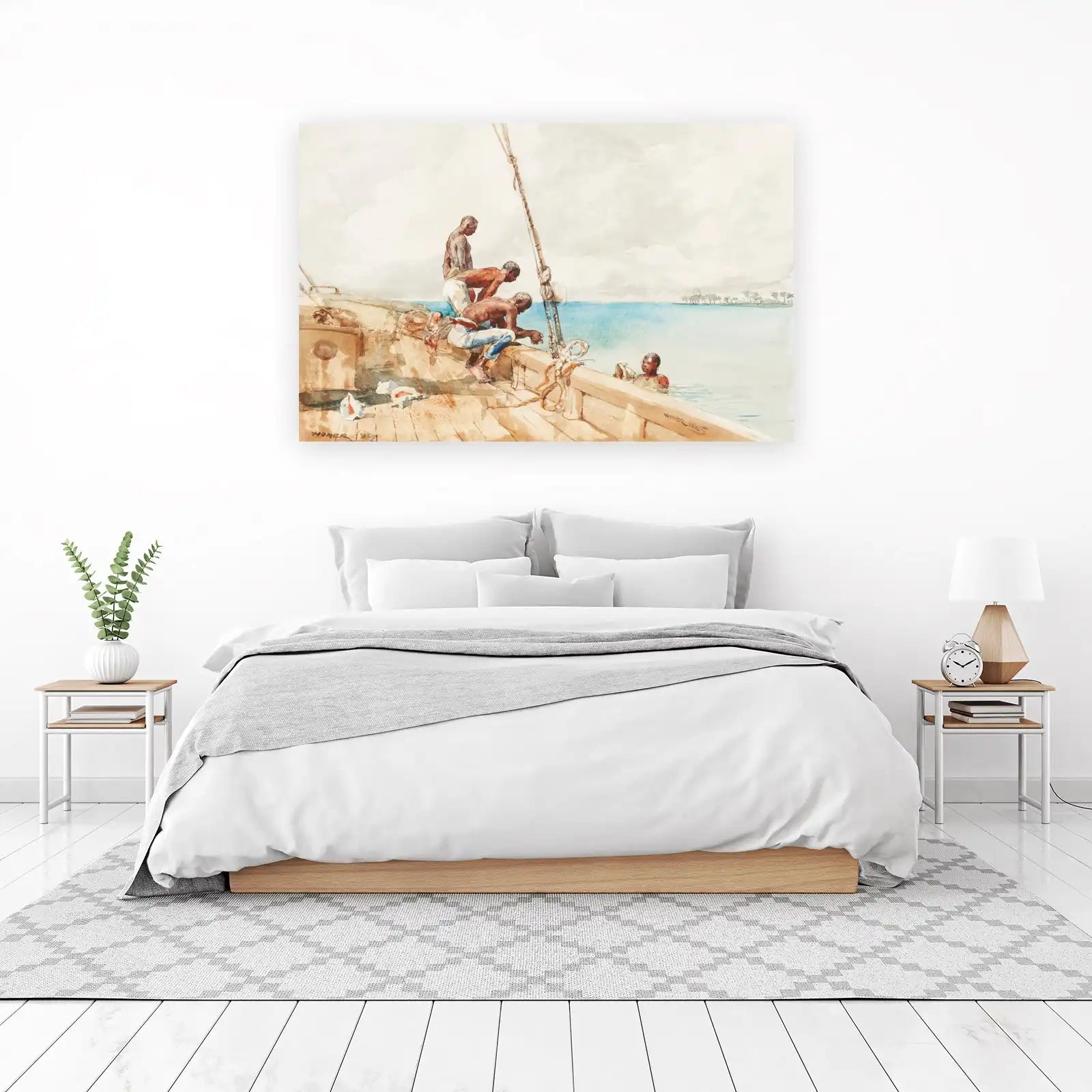 Coastal Scene Watercolor Wall Art