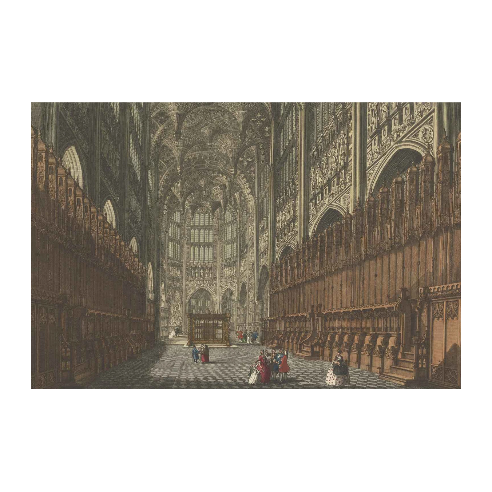 Gothic Cathedral Interior Wood Carving Wall Art