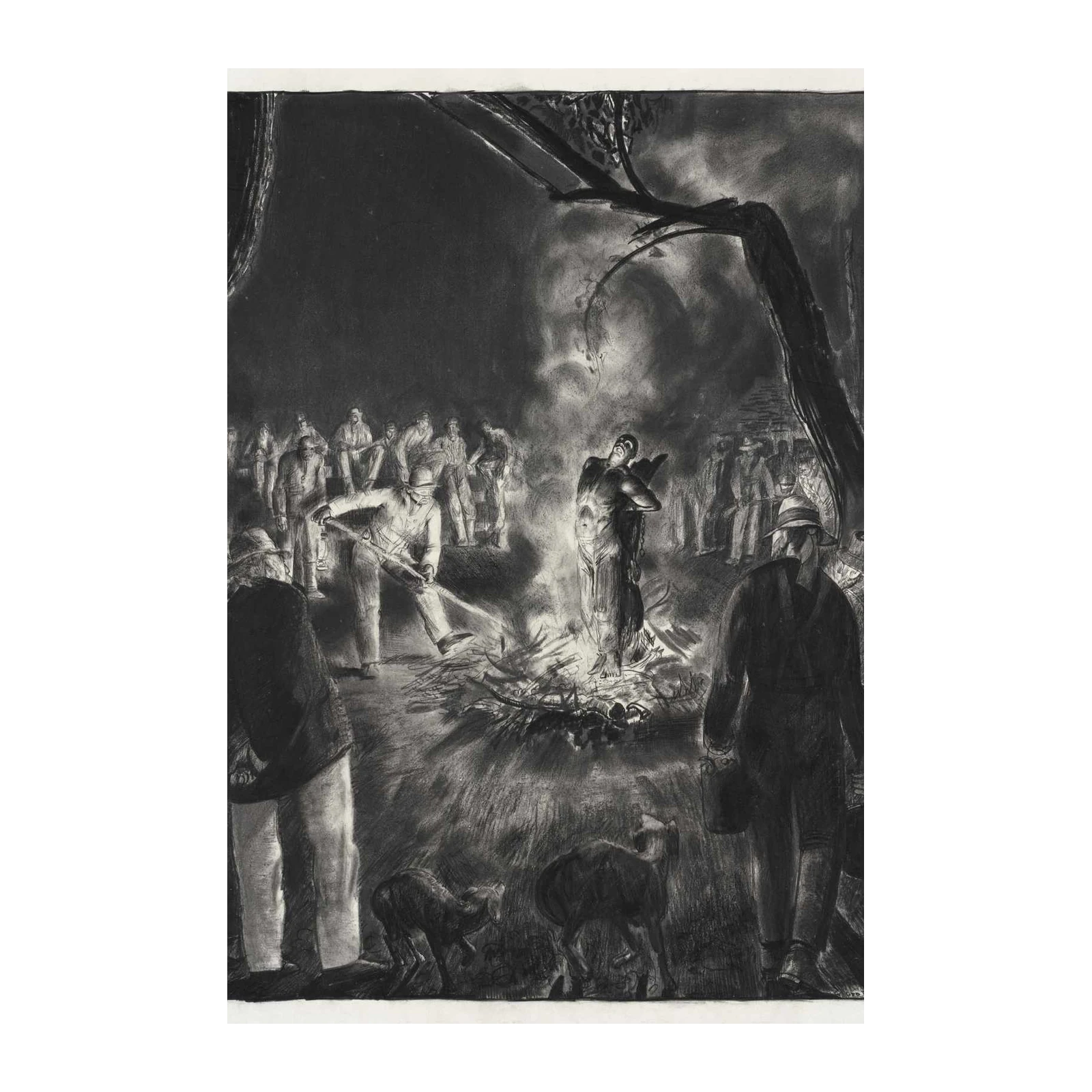 Haunting Village Scene Charcoal Wall Art