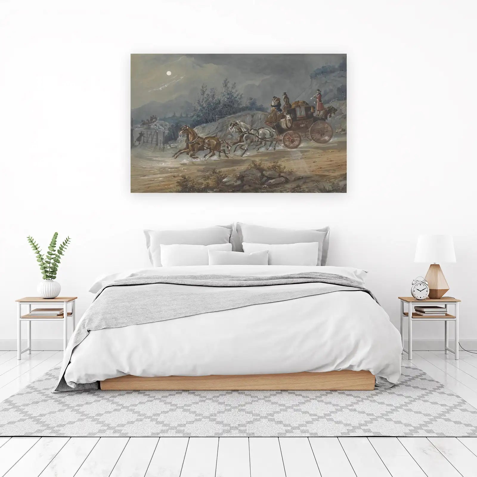 Moonlit Mail Coach Vintage Art Wall Art