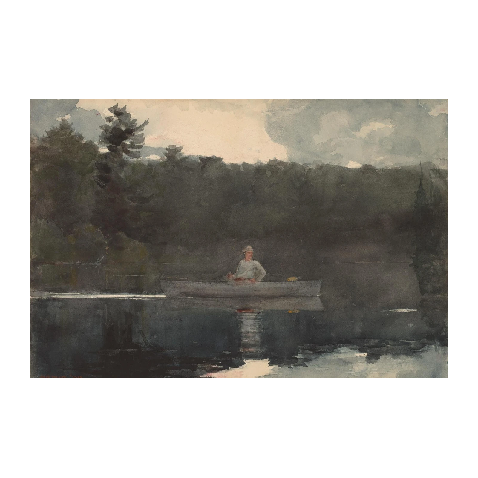 Serene Canoe Lake Landscape Wall Art