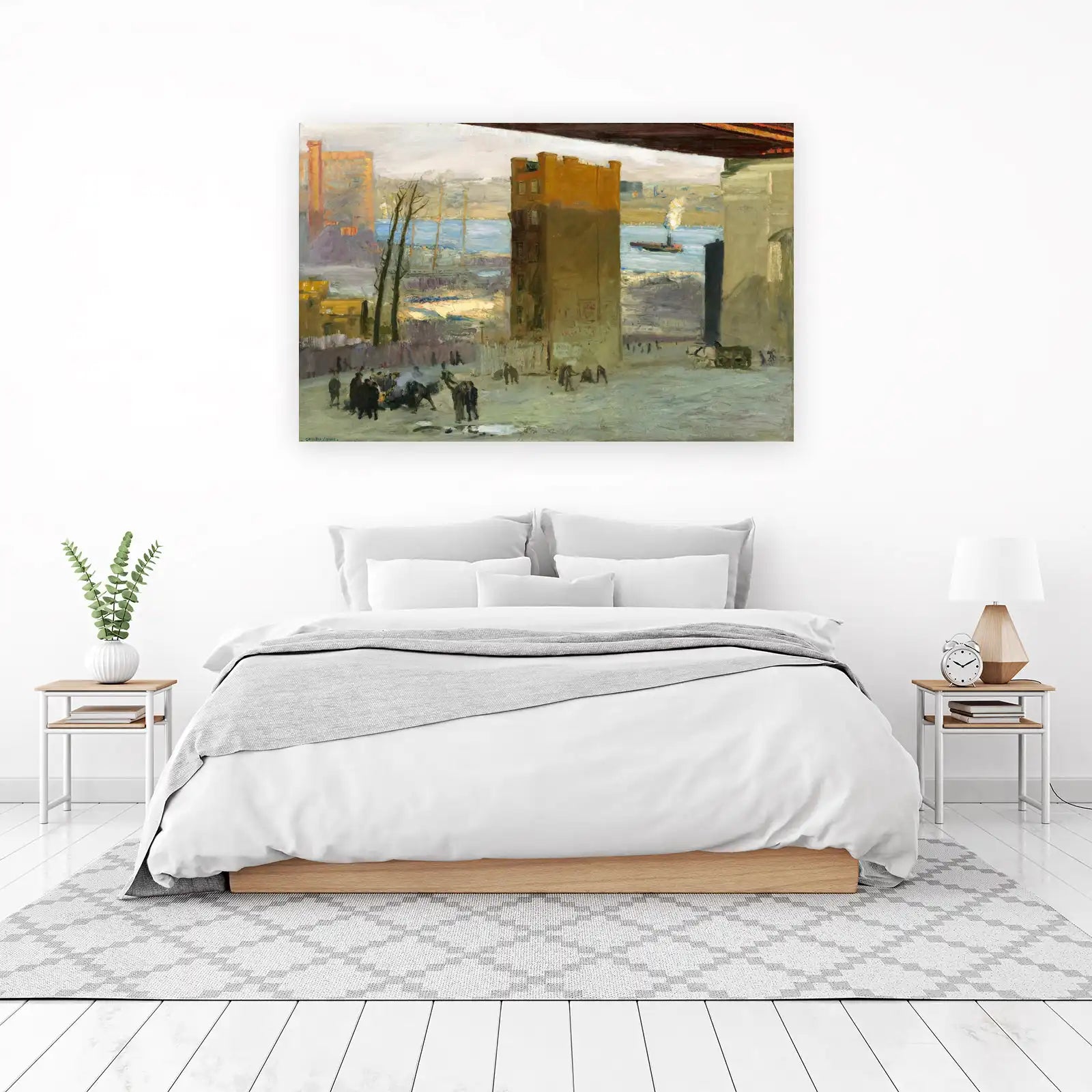 Urban Cityscape with Tugboat Wall Art