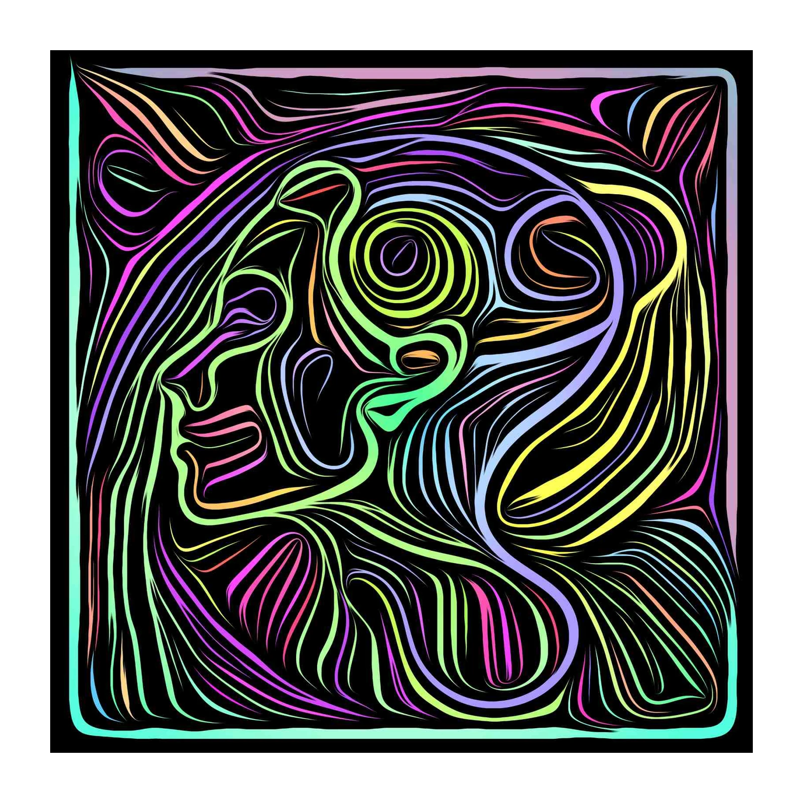 Abstract Swirls Face Psychedelic Wall Art