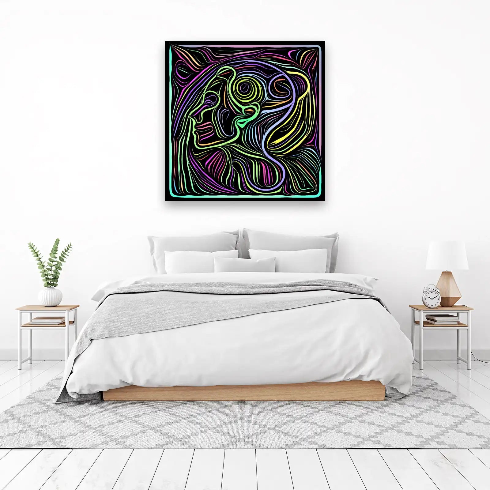 Abstract Swirls Face Psychedelic Wall Art