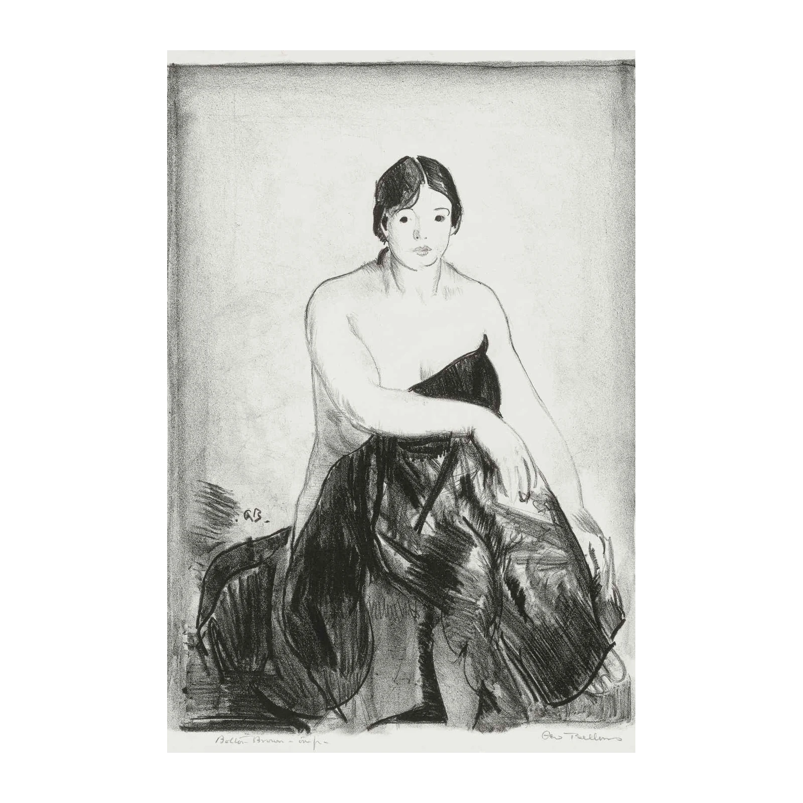 Elegant Woman Charcoal Sketch Wall Art