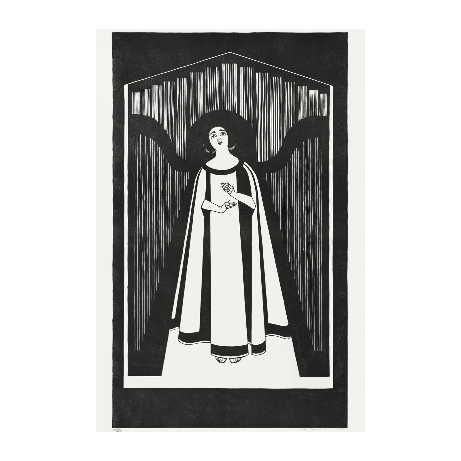 Enchanting Harpist Minimalist Black & White Wall Art