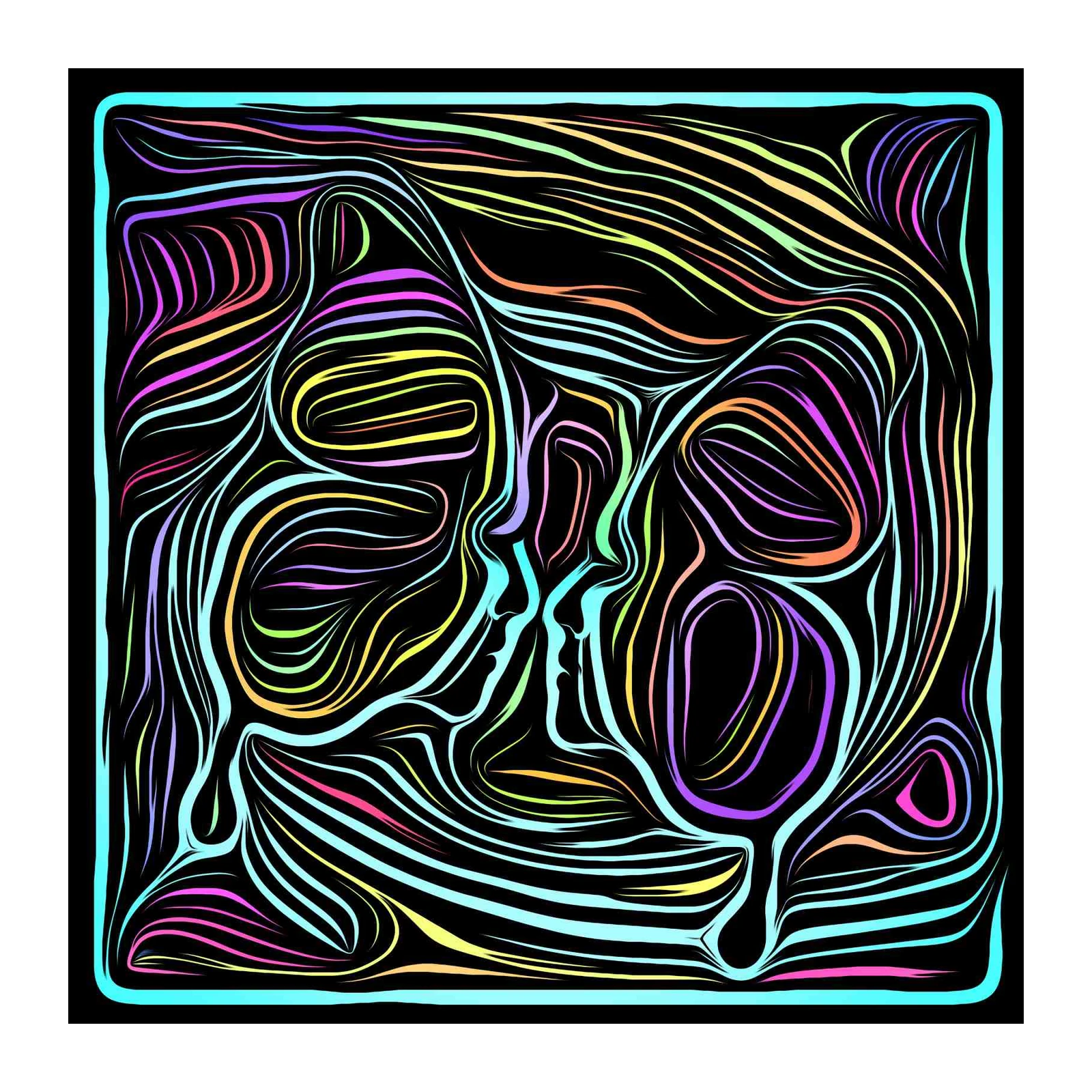 Vibrant Flow Abstract Faces Wall Art
