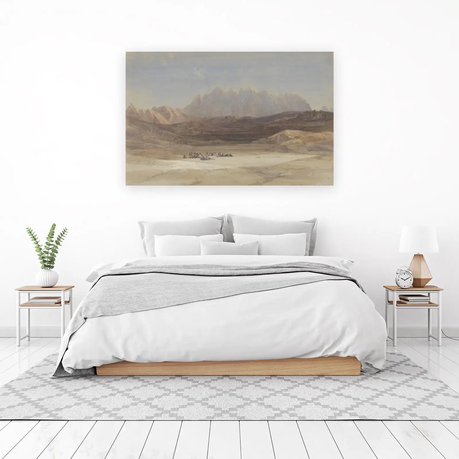 Serene Mountain Landscape Watercolor Wall Art