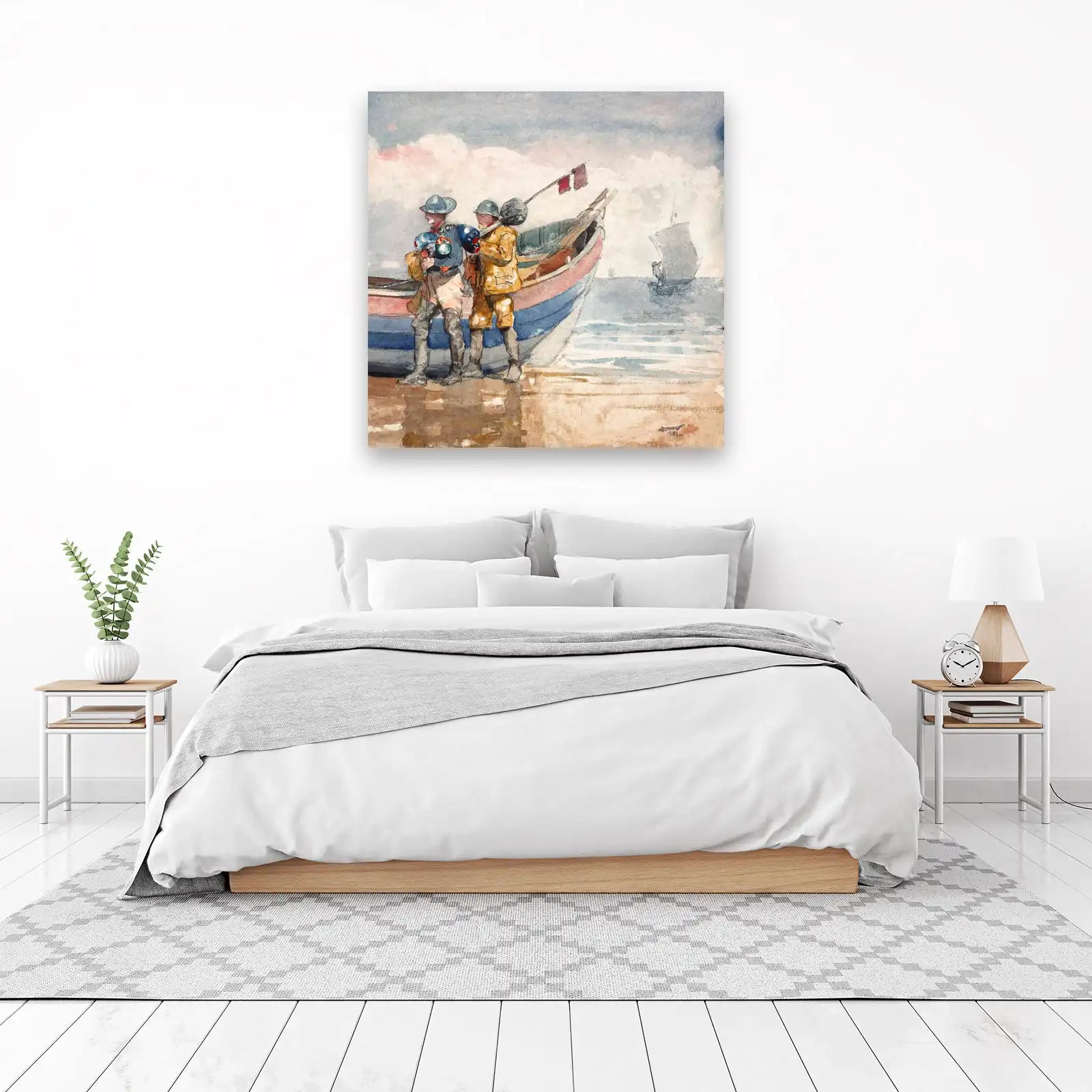 Coastal Fishermen Watercolor Wall Art