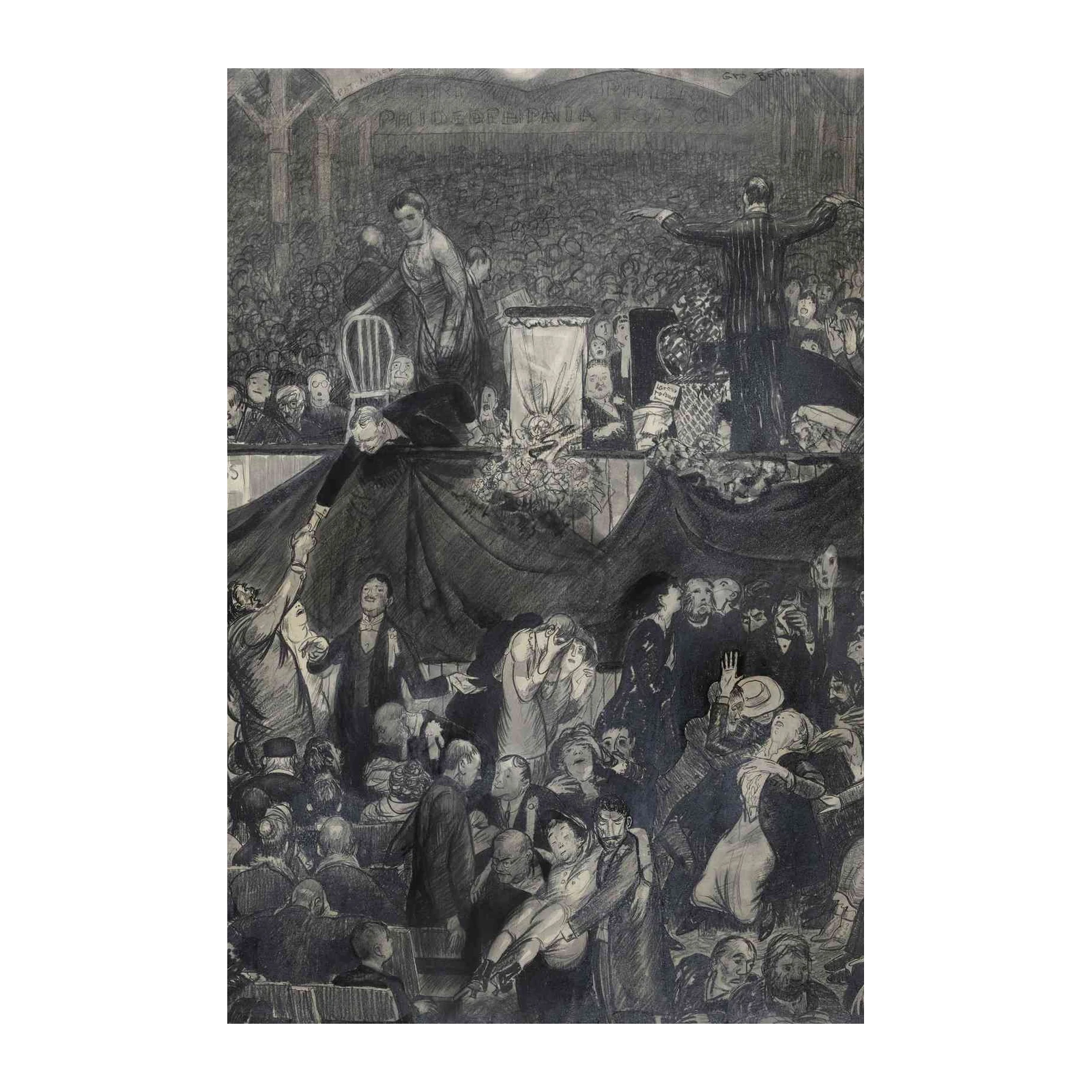 Historic Debate Scene Vintage Charcoal Art Wall Art