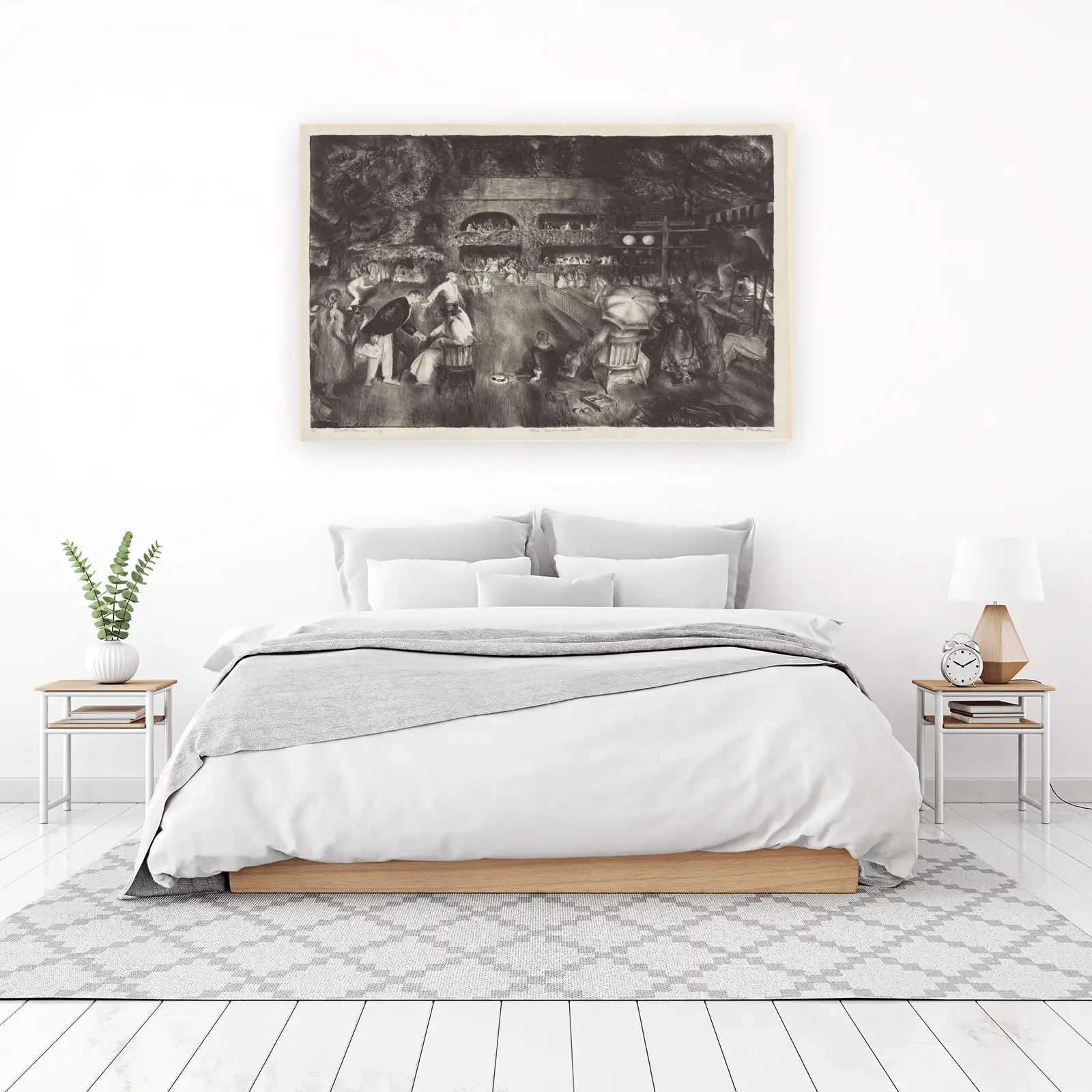 Victorian Scene Charcoal Sketch Wall Art