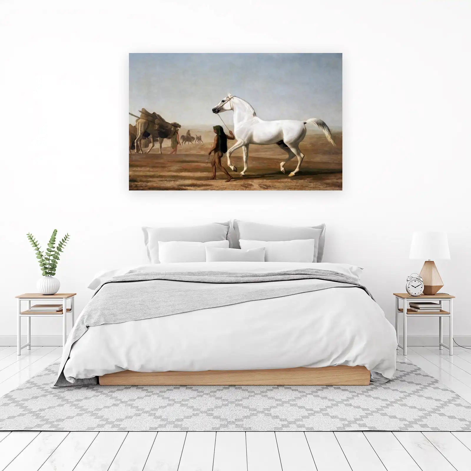 Elegant Arabian Horse with Camel Caravan Wall Art