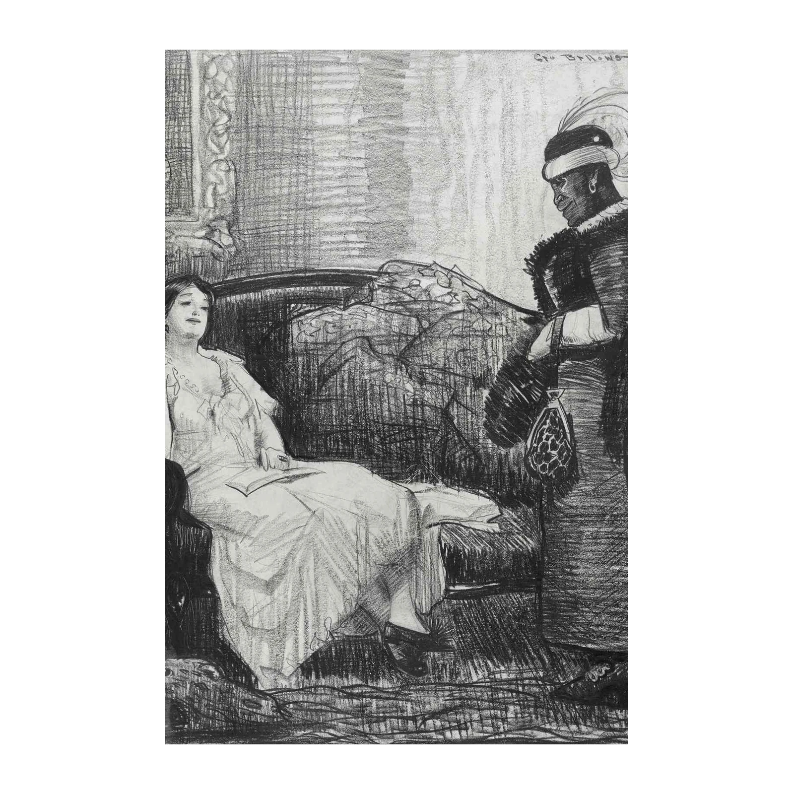 Elegant Vintage Scene Charcoal Wall Art