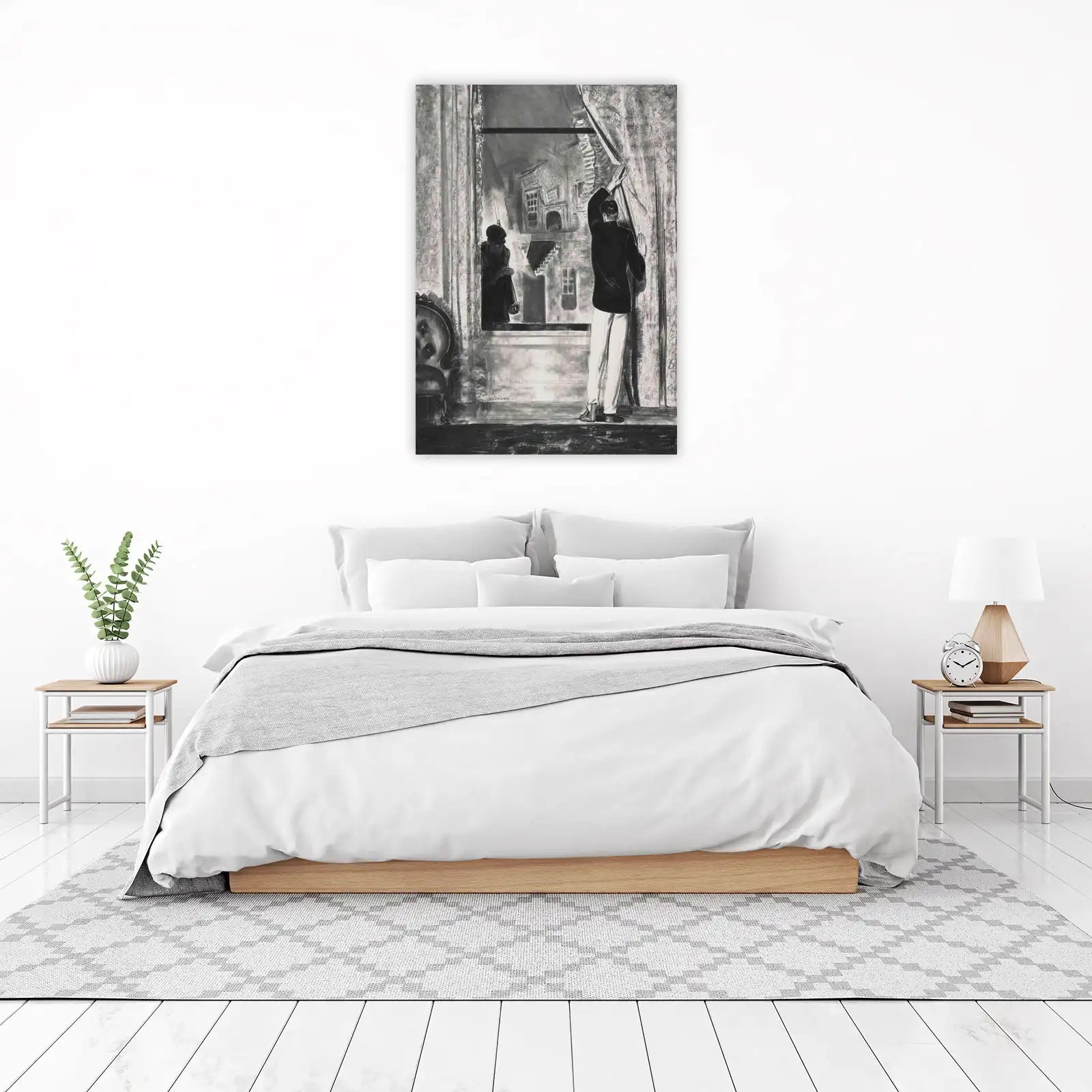 Dramatic Window Intrigue Charcoal Wall Art