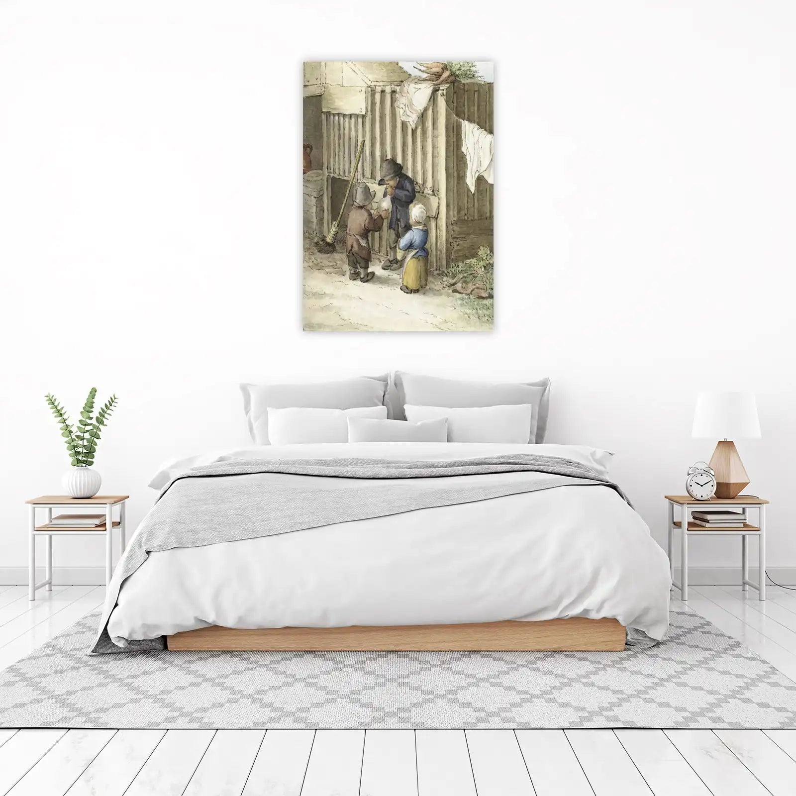 Vintage Village Life Watercolor Wall Art