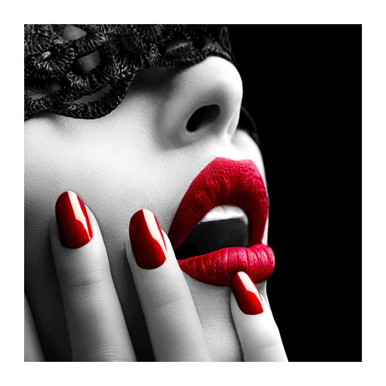 Bold Red Lips & Nails Glamour Wall Art