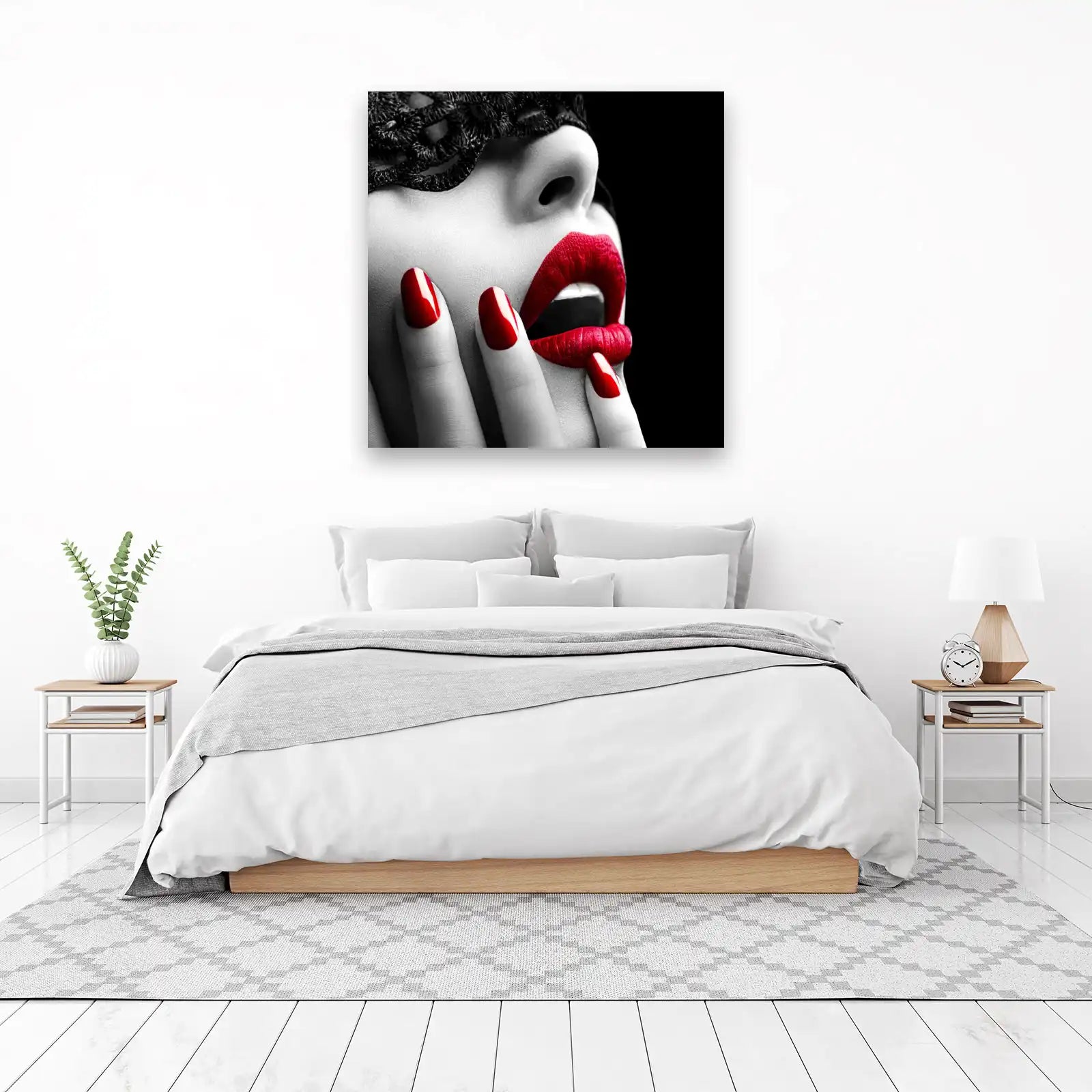 Bold Red Lips & Nails Glamour Wall Art