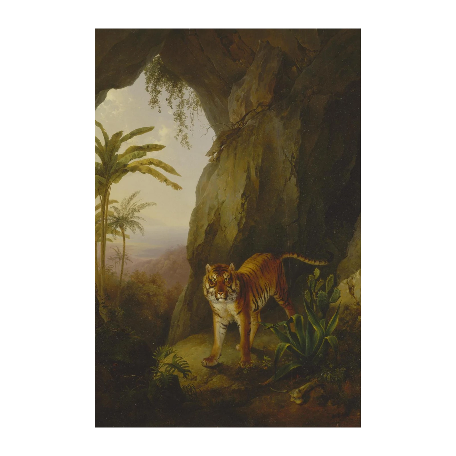 Majestic Tiger in Jungle Cave Wall Art