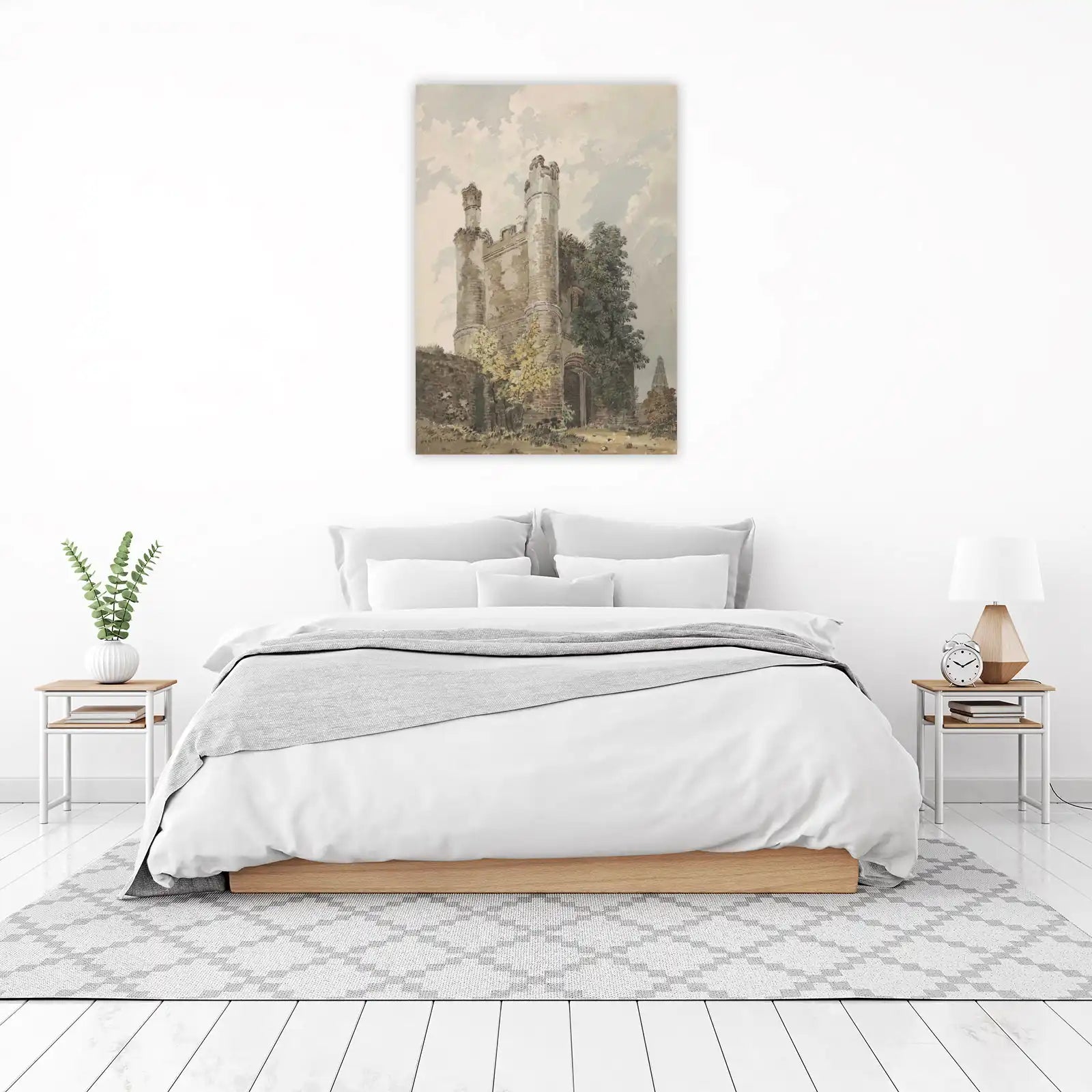 Gothic Castle Watercolor Architectural Wall Art