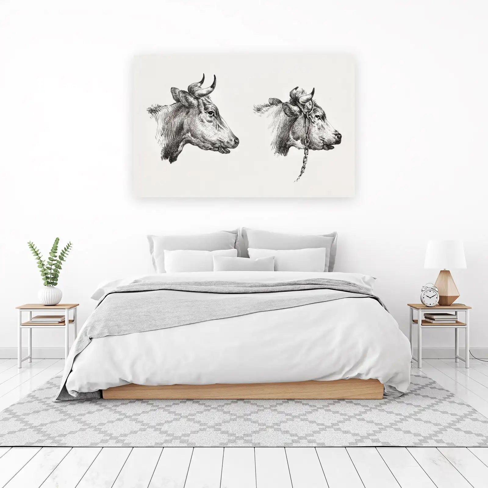 Vintage Cattle Portrait Wall Art