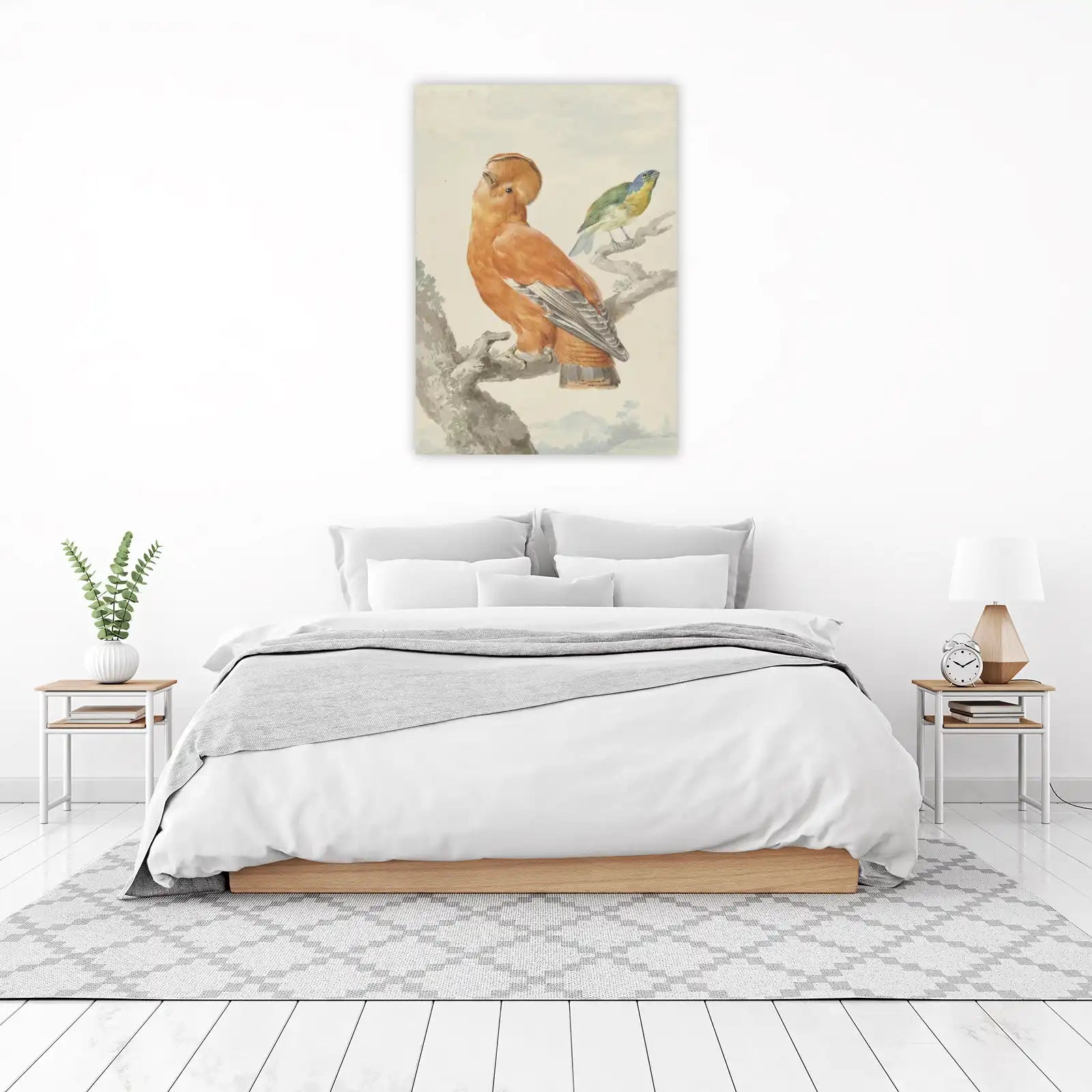 Exotic Bird Art: Orange & Green Avian Wall Art