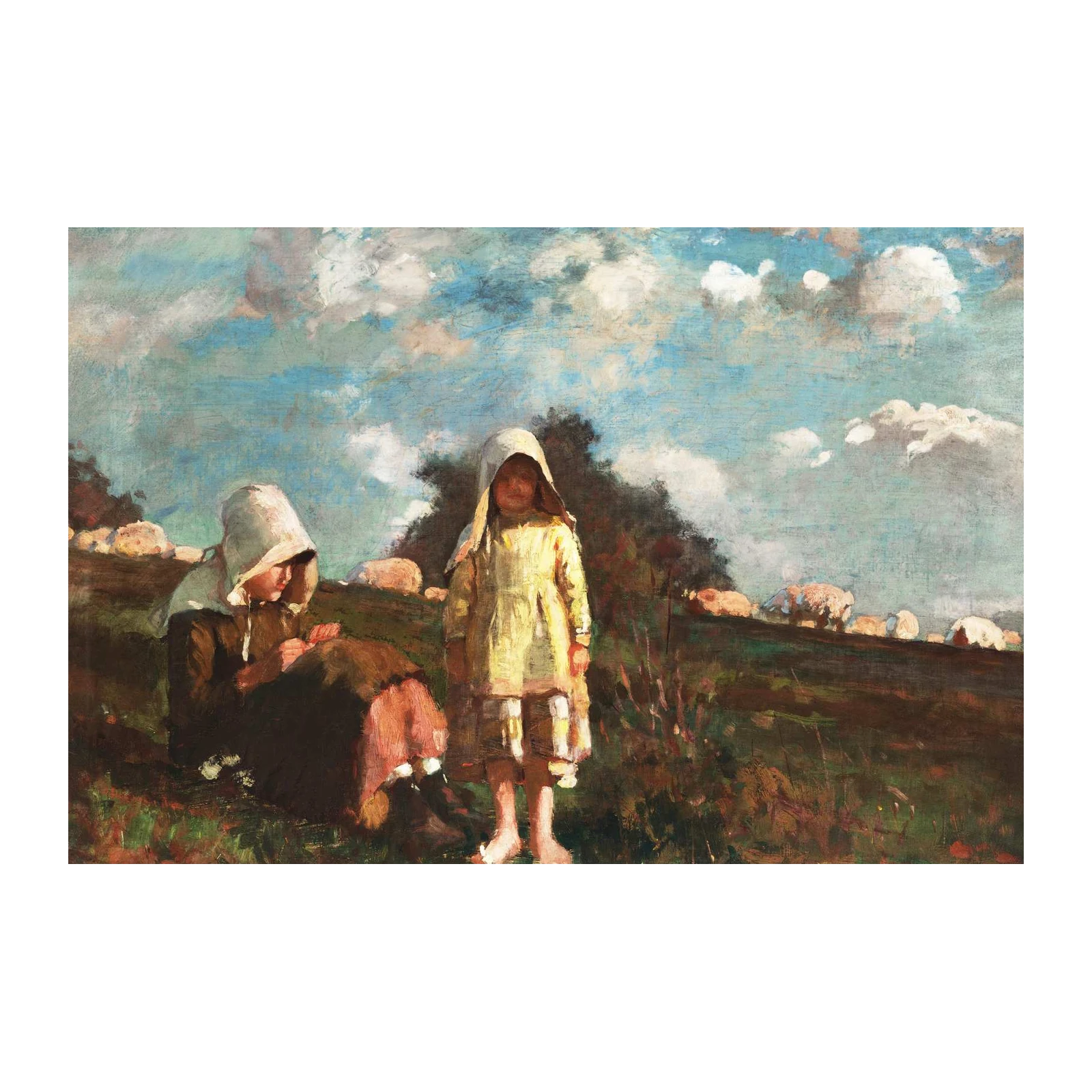 Pastoral Children with Sheep Wall Art
