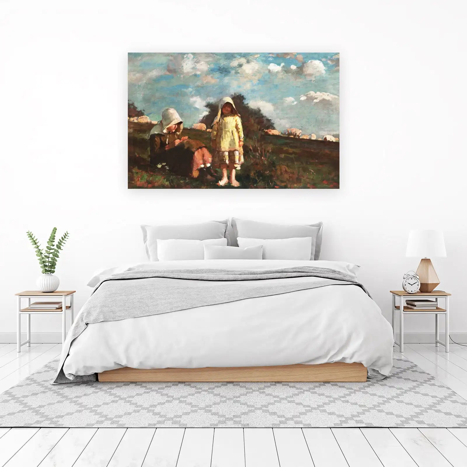 Pastoral Children with Sheep Wall Art