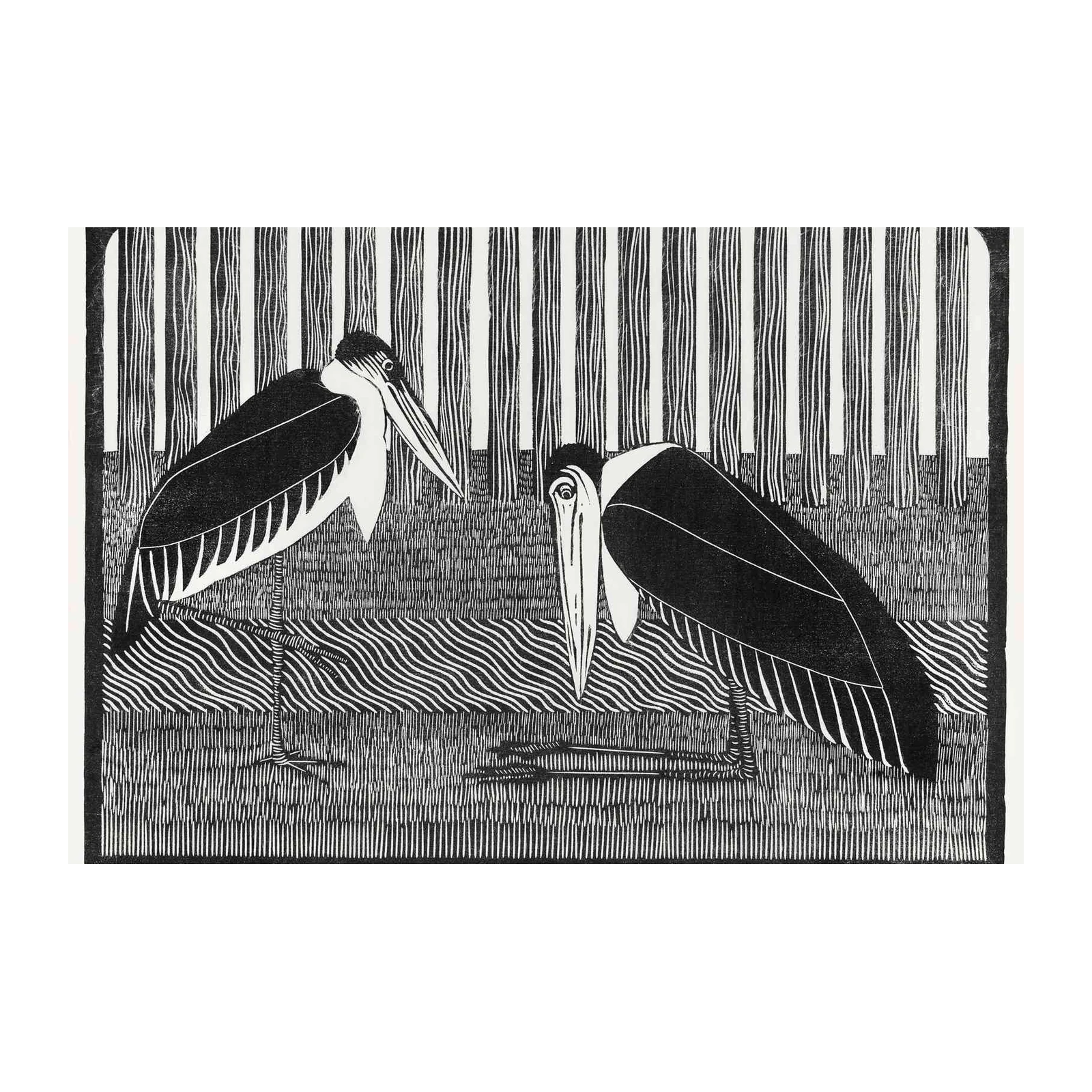Elegant Storks Black & White Nature Wall Art