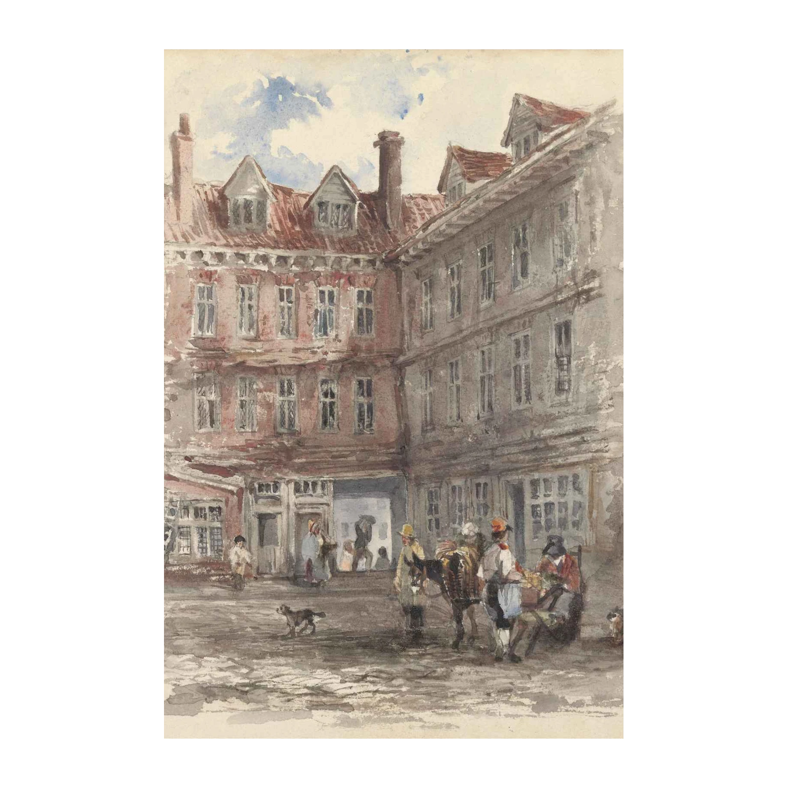 Victorian Street Scene Watercolor Wall Art