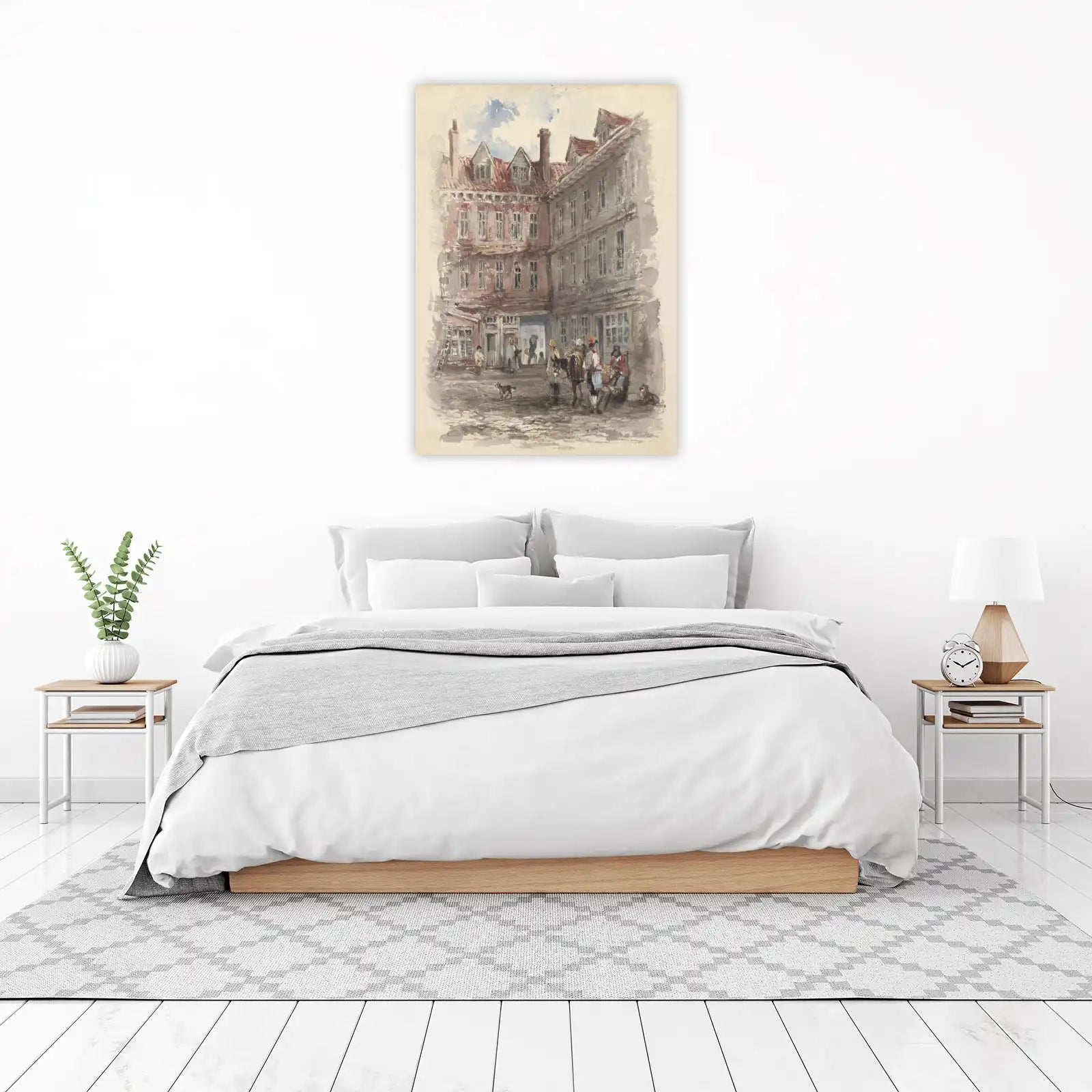 Victorian Street Scene Watercolor Wall Art