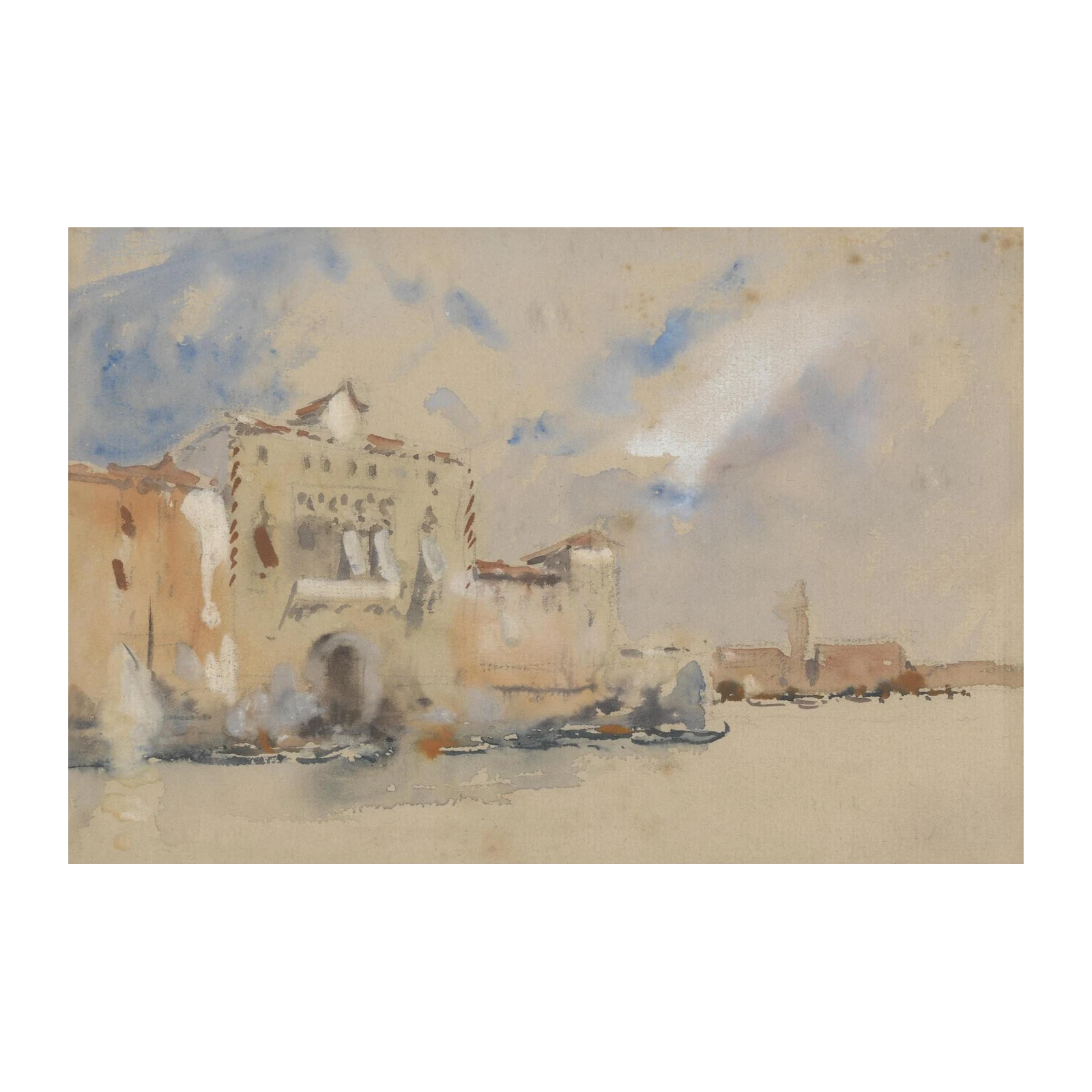 Serene Venetian Canal Watercolor Wall Art