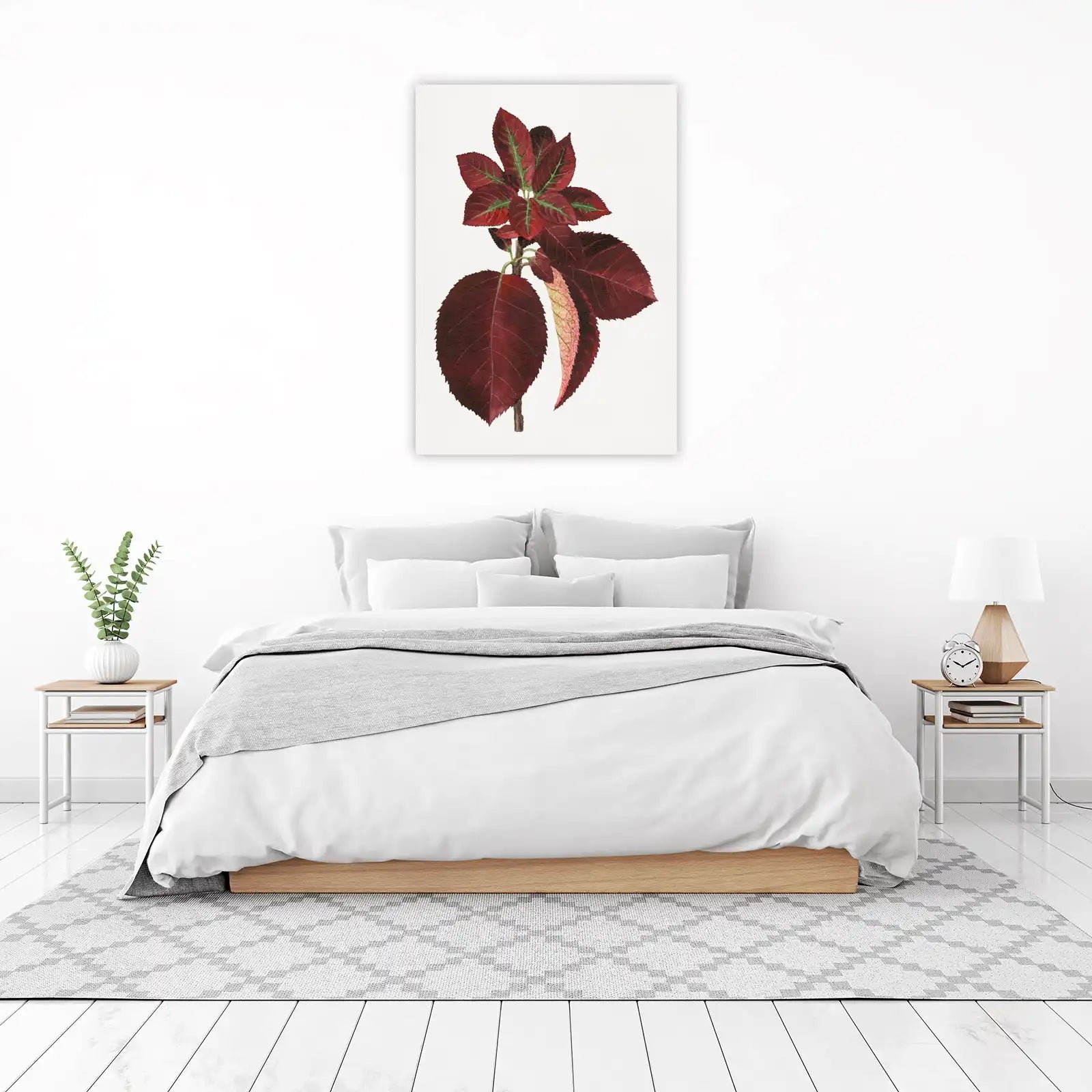 Deep Red Botanical Leaves Wall Art