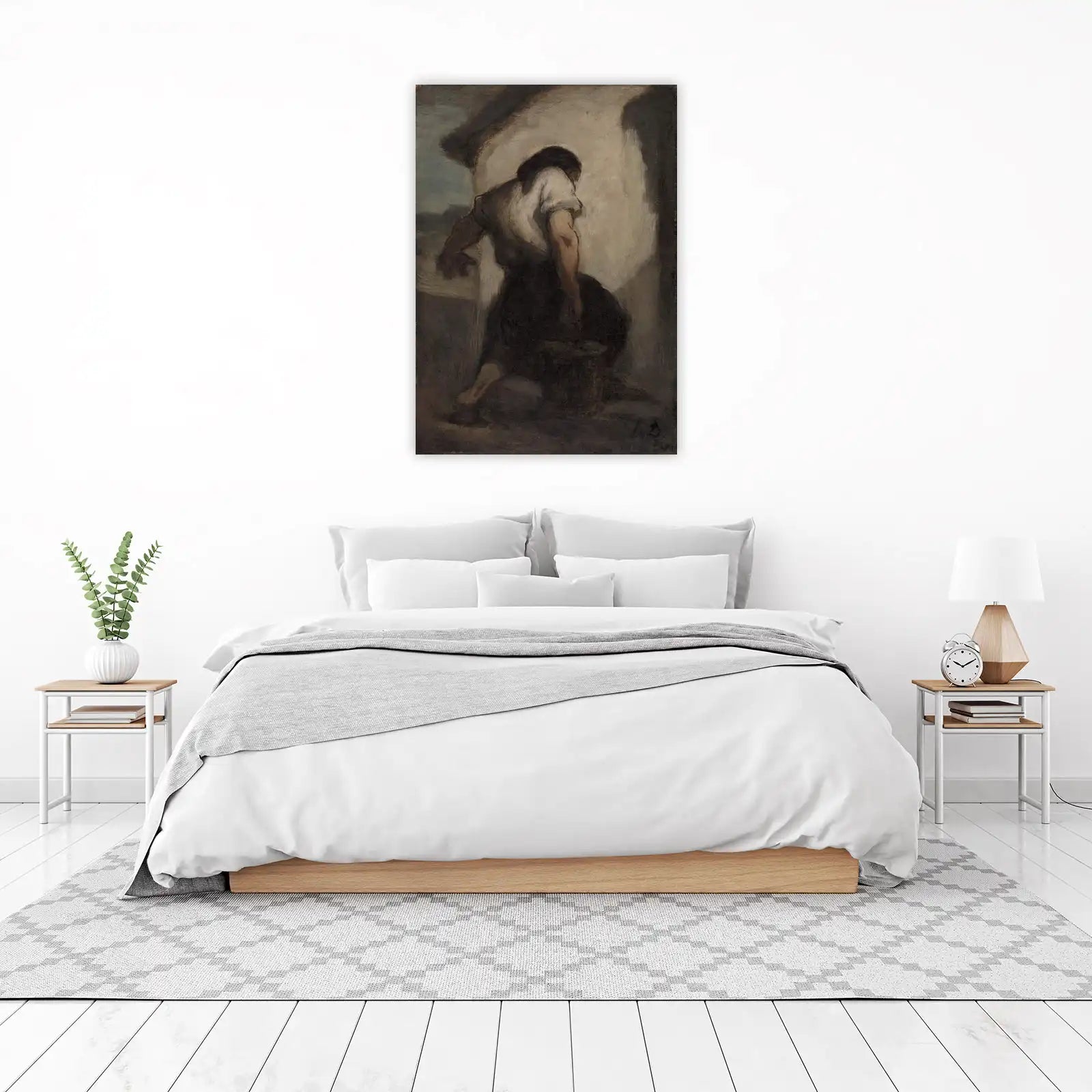 Man Working Hard Realistic Oil Painting Wall Art