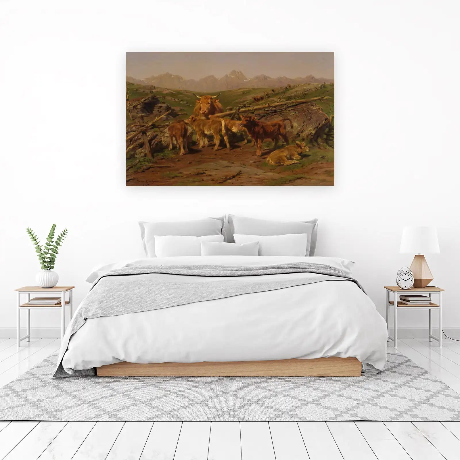 Rustic Mountain Cattle Herd Wall Art