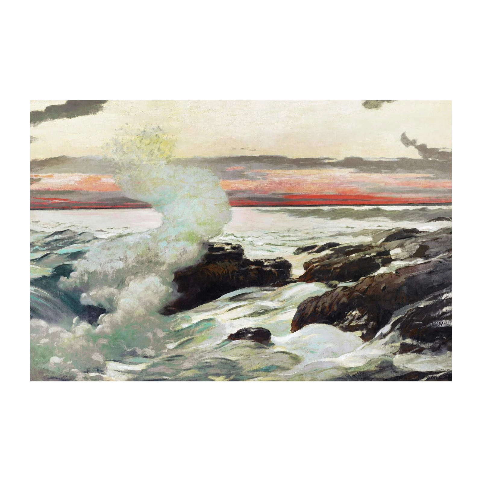Dynamic Coastal Sunset Wave Wall Art
