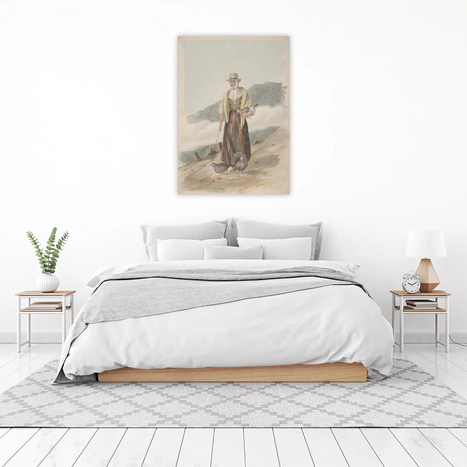Rustic Farm Woman Turkey Vintage Art Wall Art