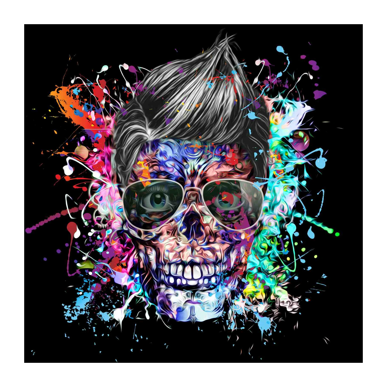 Vibrant Skull Graffiti Art Wall Art