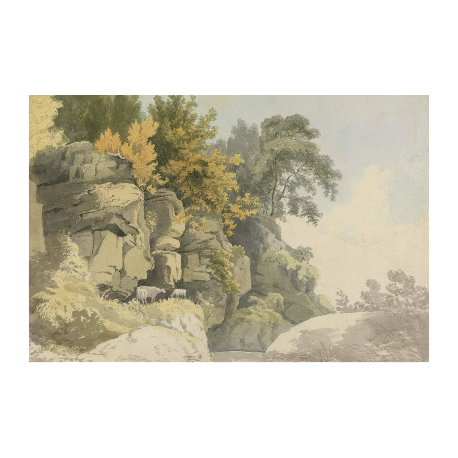 Serene Landscape with Cows Wall Art