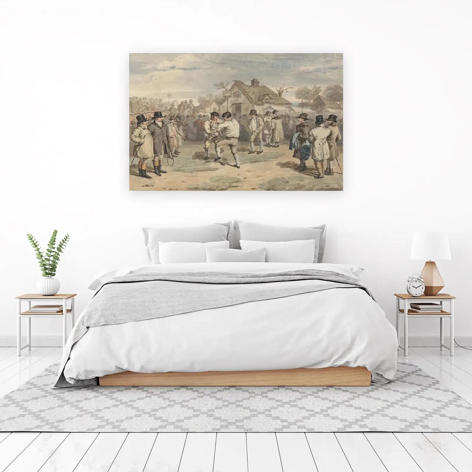Vintage Boxing Match Rural Scene Wall Art