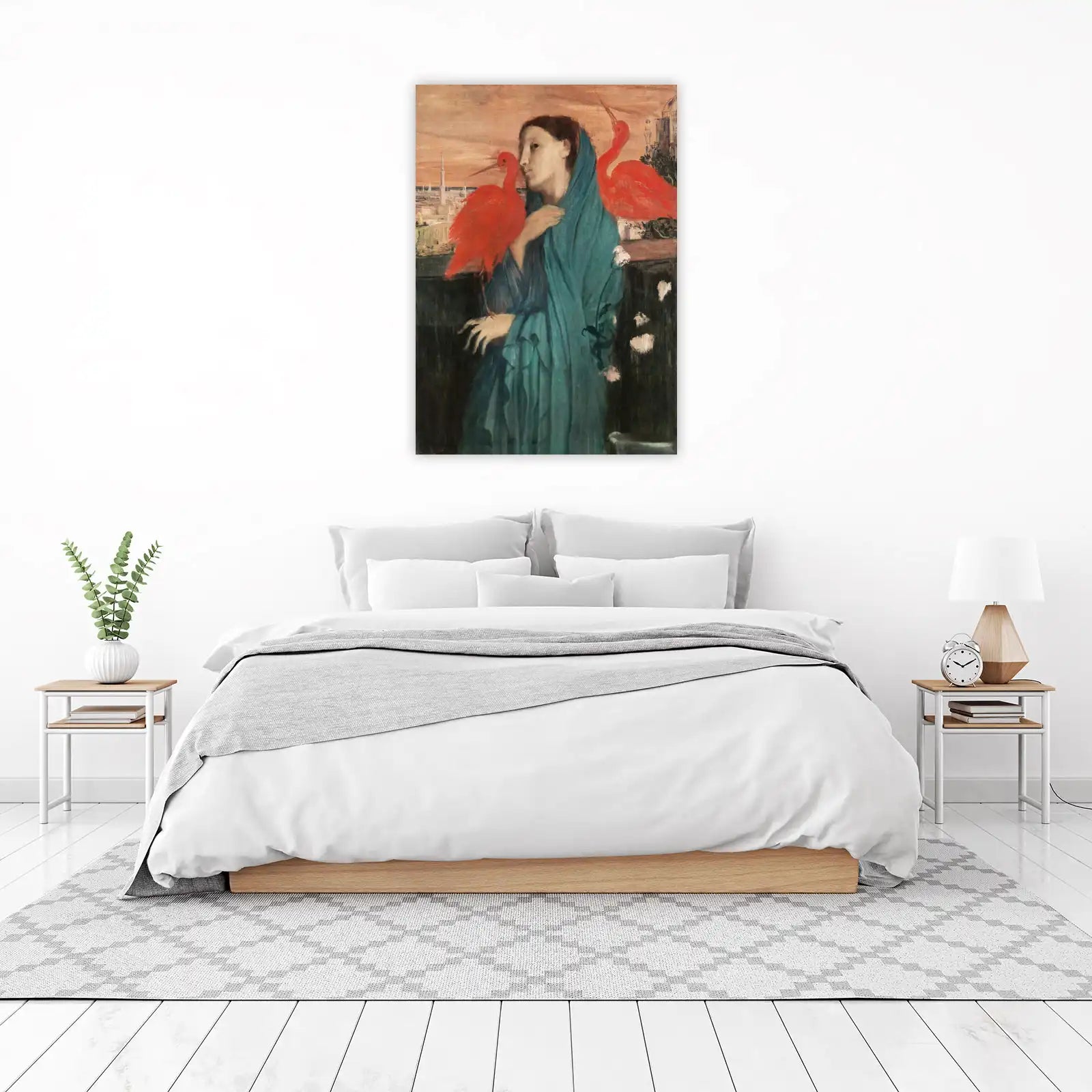 Mysterious Woman with Scarlet Ibises Wall Art